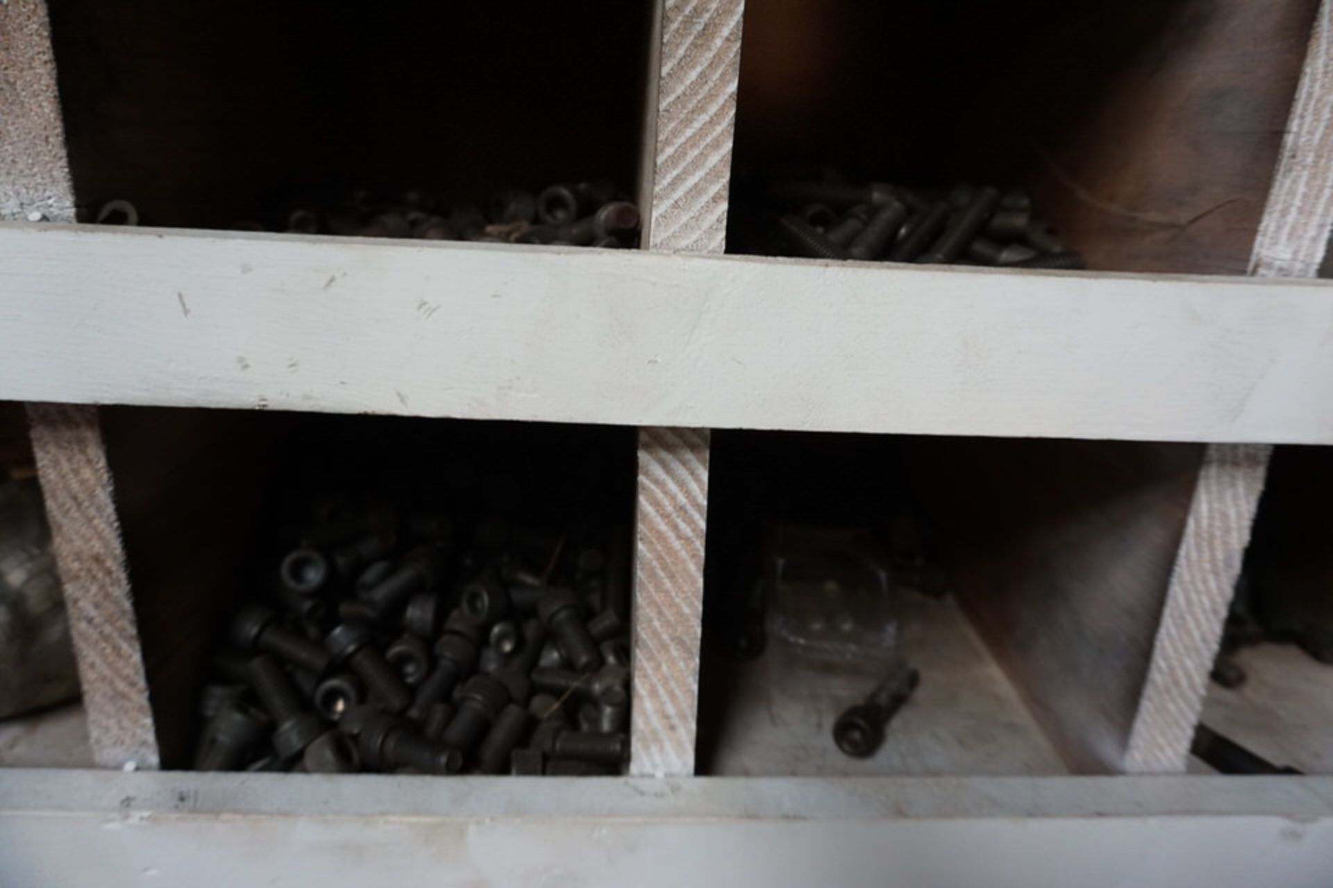 LARGE LOT STORAGE BINS W/ CONTENTS: ROLL PINS, SET SCREWS, SPRINGS, FASTENERS, WELDING RODS, MISC AS - Image 5 of 8