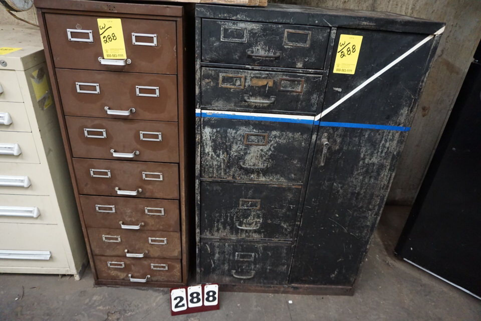 (2) MULTI DRAWER TOOL CABINETS, (1) STORAGE CABINET