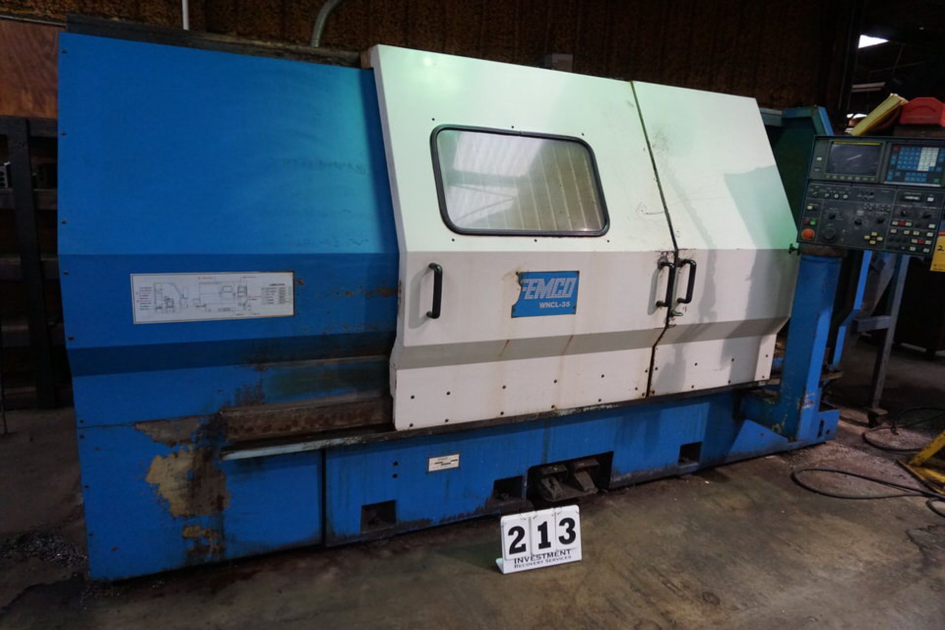 FEMCO WMCL35 CNC LATHE, DOM: 1997, FANUC O-T CTRL, 12 POSITION TURRENT, 12" 3 JAW CHUCK, CHIP