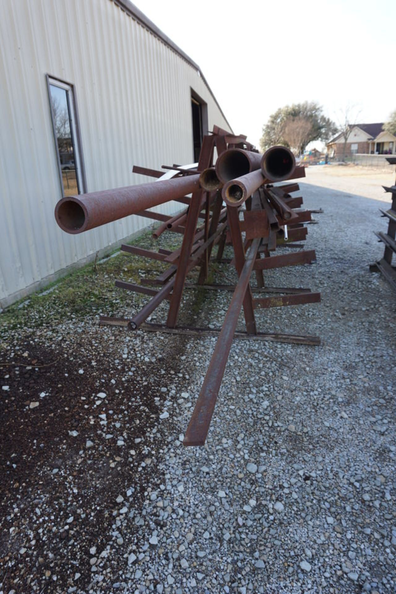 DOUBLE SIDED MATERIAL RACK W/ CONT: ASSORT PIPE & FLAT BAR, APPROX 72"W X 144"LG X 72"T - Image 3 of 3