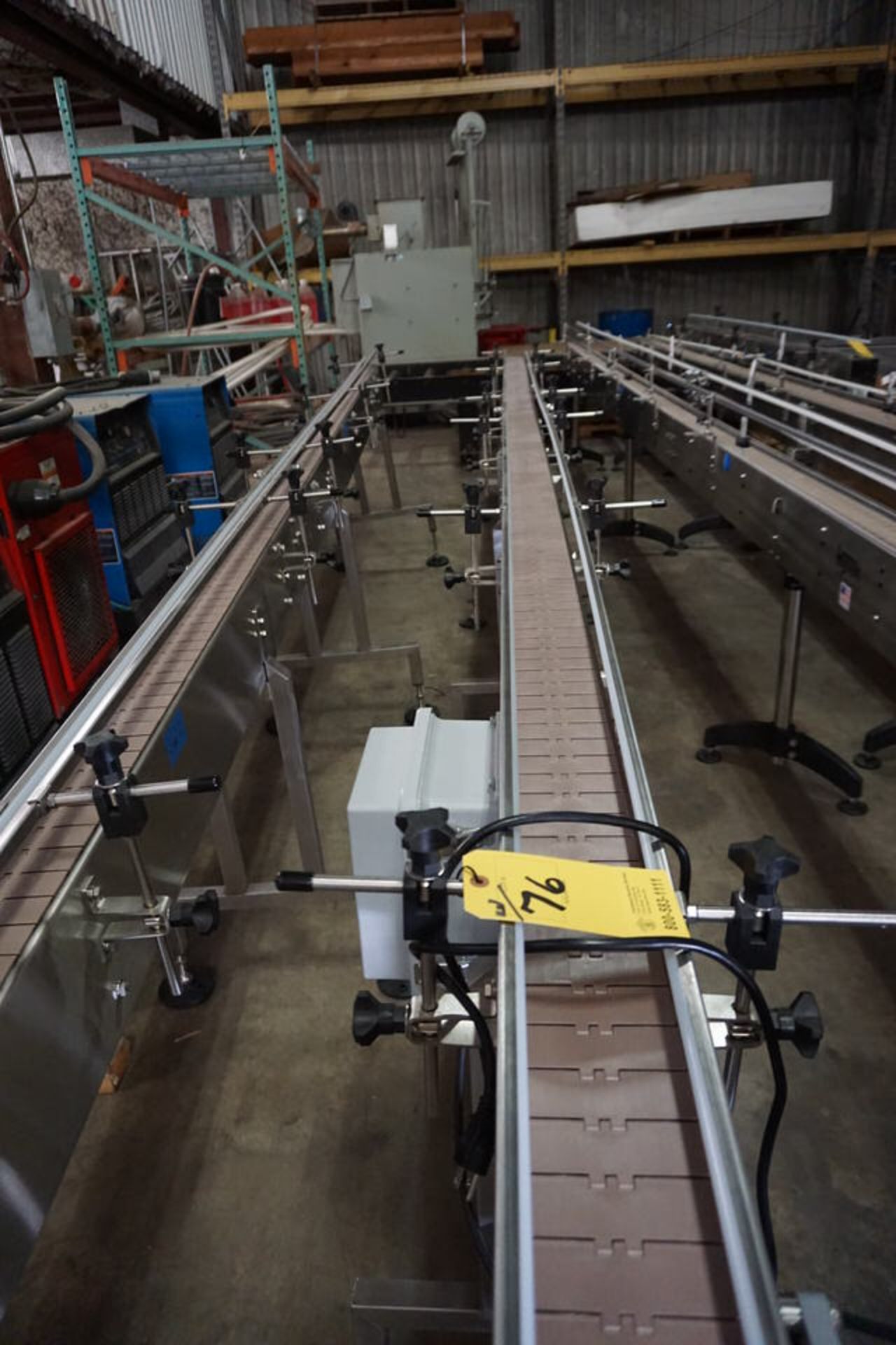 (2) GLOBALTEK MOTOR DRIVEN BOTTLE CONVEYOR, SPEED CONTROL APPROX 4" WIDE X 20'LG X 36"TALL MDL: - Image 7 of 8