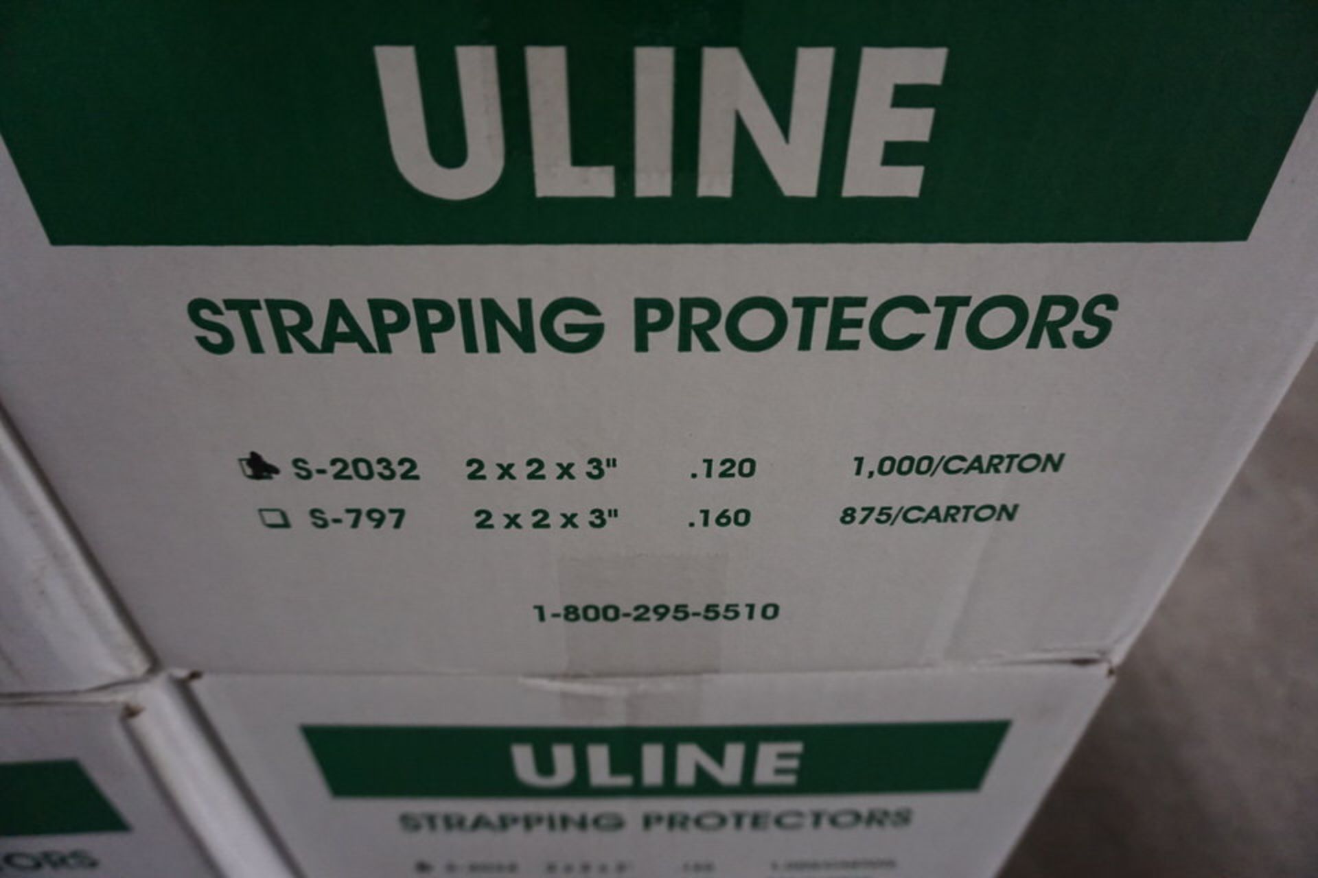 (6) CASES U LINE STRAPPING PROTECTORS #S-2032, 2" X 2" X 3", 1,000 COUNT PER CASE - Image 2 of 3