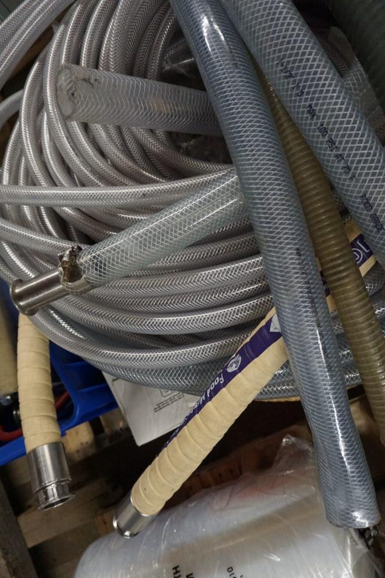 ASSORT SIZE PUMP HOSE W/ STAINLESS STEEL FITTINGS AS SHOWN - Image 2 of 4