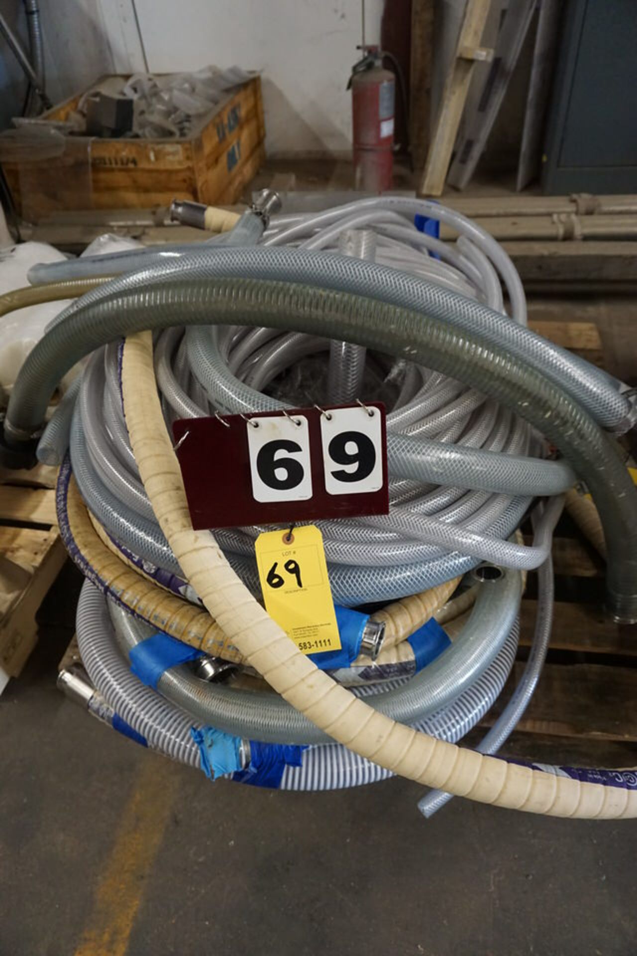 ASSORT SIZE PUMP HOSE W/ STAINLESS STEEL FITTINGS AS SHOWN