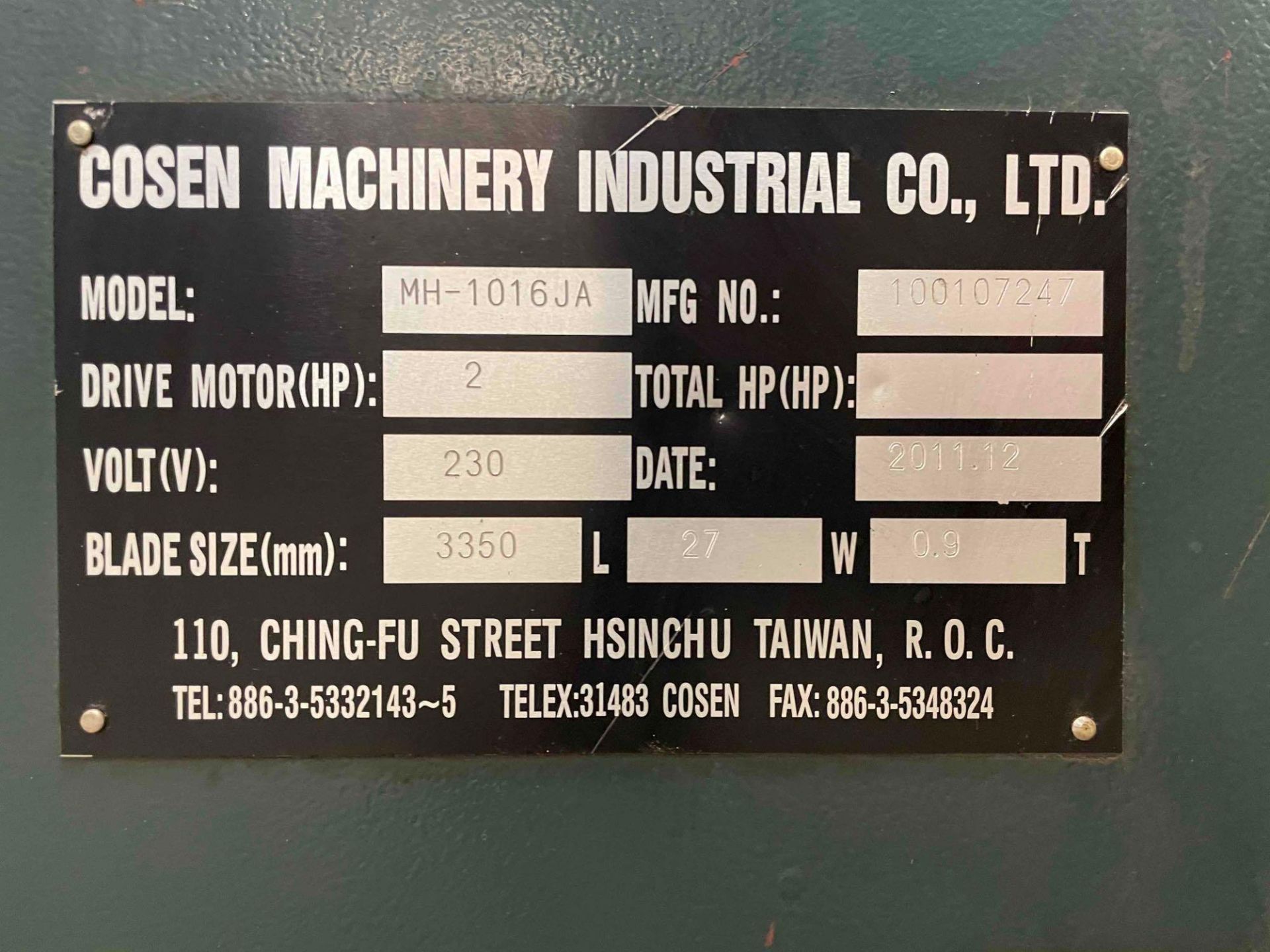 Cosen Horizontal Bandsaw Model MH-1016JA - Image 5 of 5