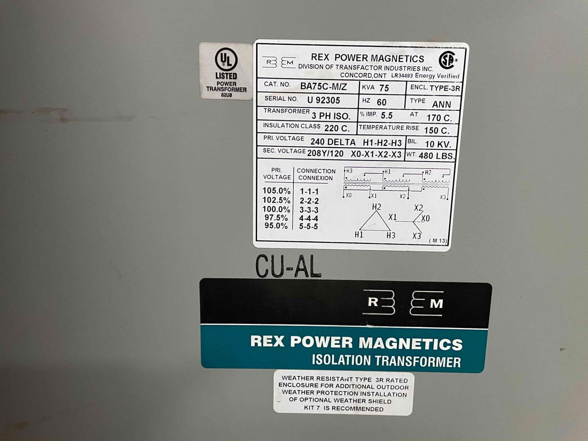 Rex Power Magnetics Transformer 75 KVA - Image 2 of 5