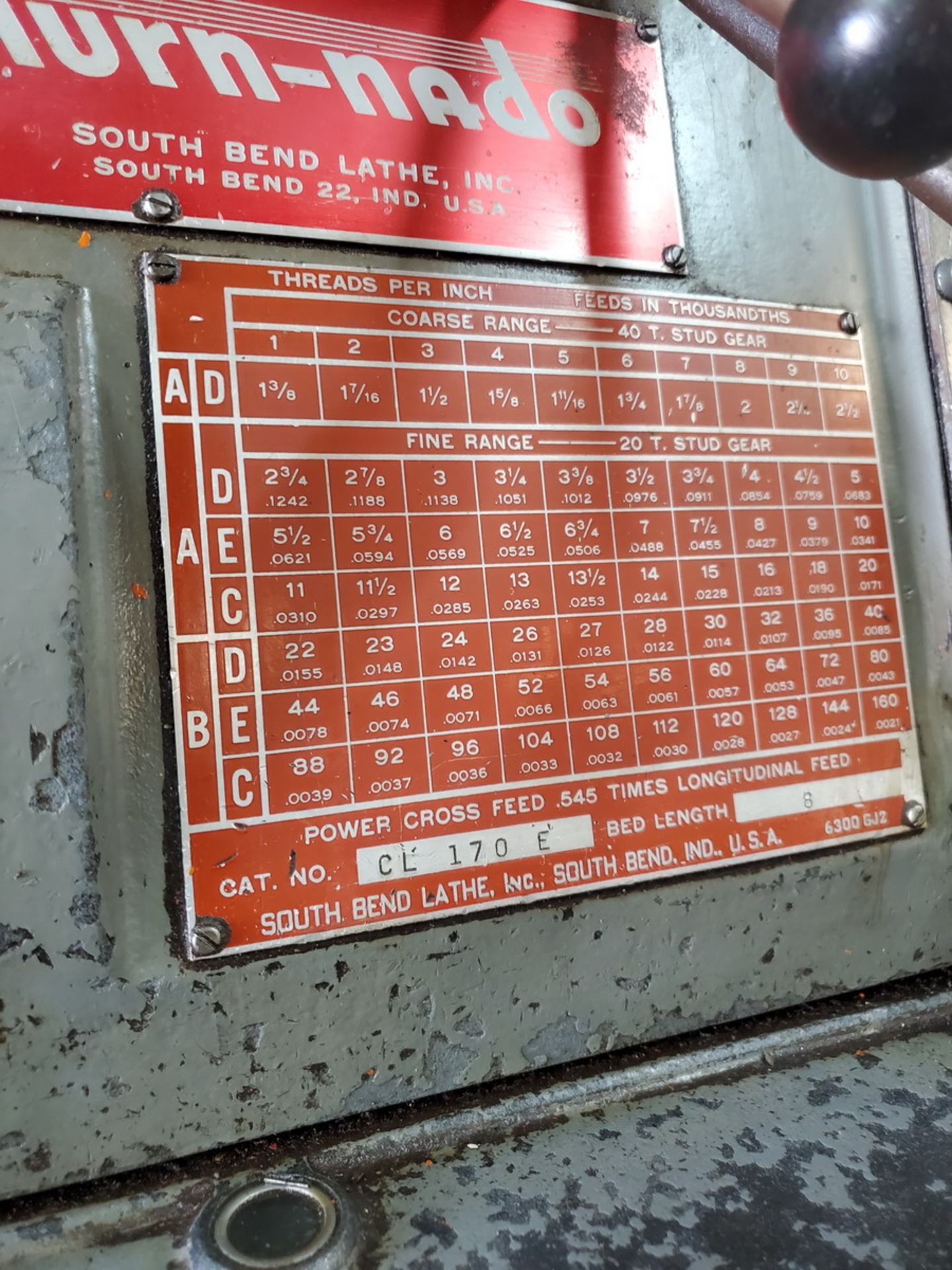 South Bend CL 170 E 17" Engine Lathe 17" Swing, 6' Bed, 53" Between Centers, 2-1/2" Thru Hole, W/ - Image 11 of 17