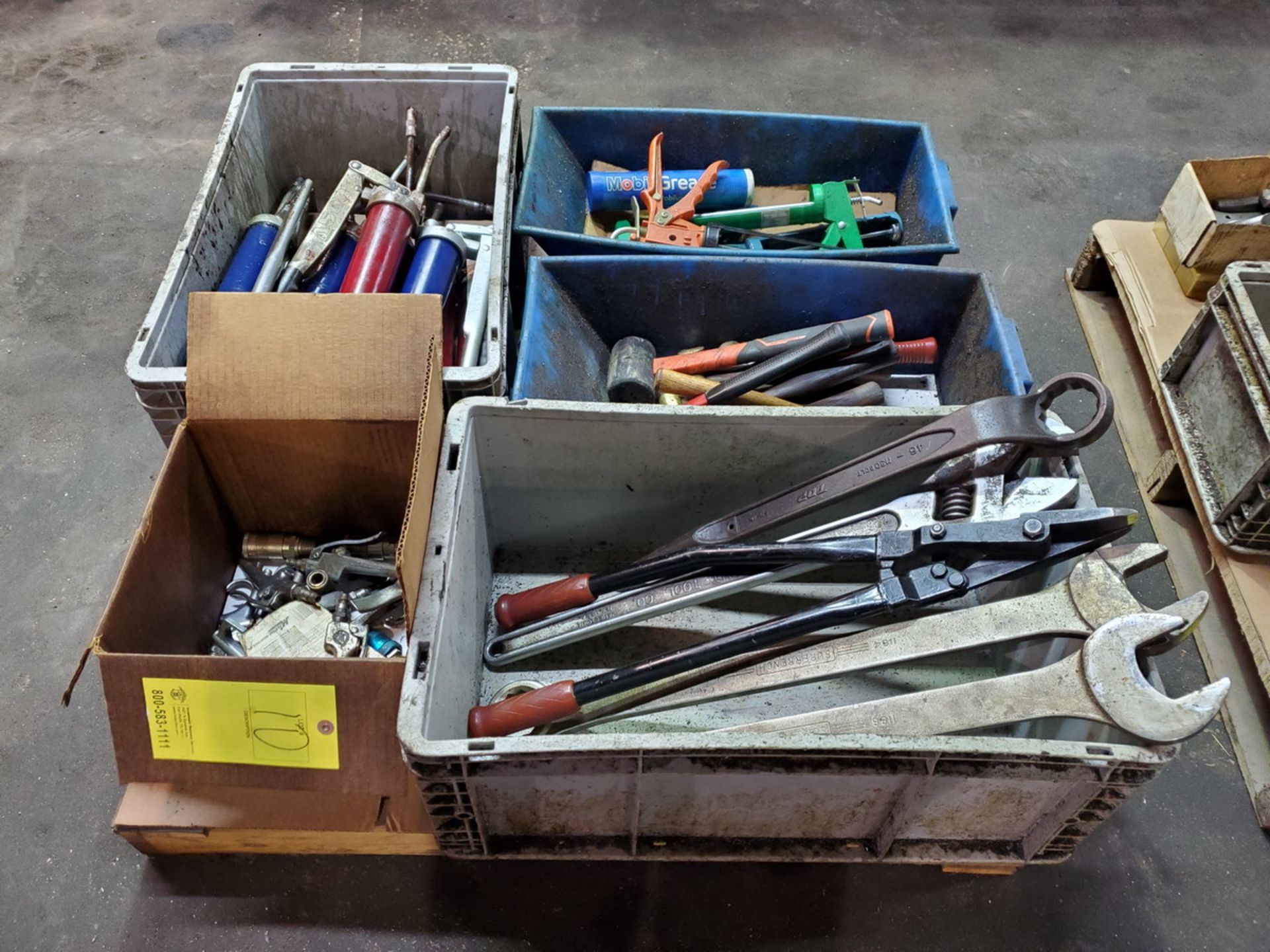 Assorted Material To Include But Not Limited To: Assorted Wrenches & Hammers, Grease Guns, Air Hose - Image 2 of 8