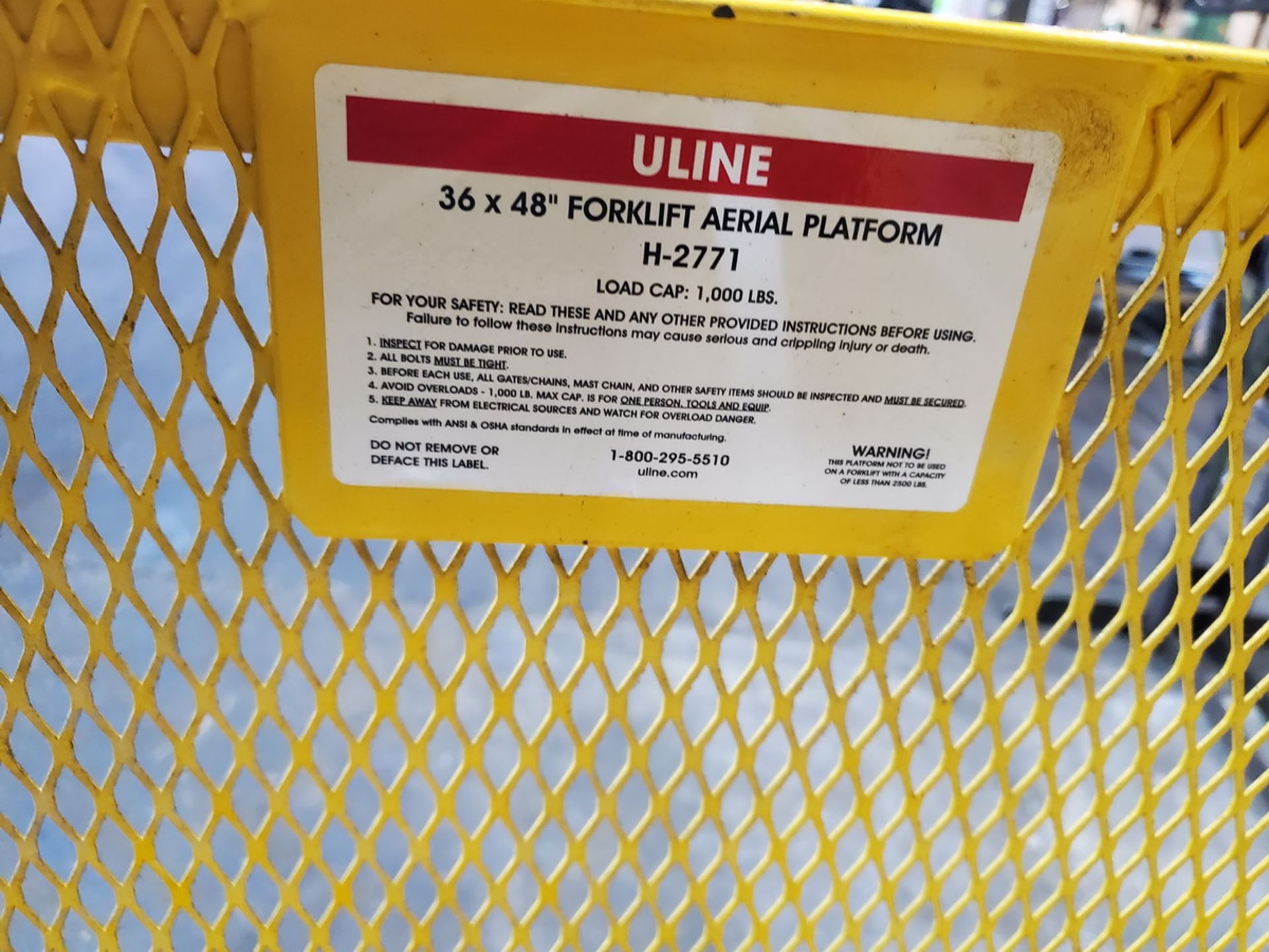 U-Line H-2771 Forklift Aerial Platform 36" x 48"; Cap: 1K - Image 4 of 4