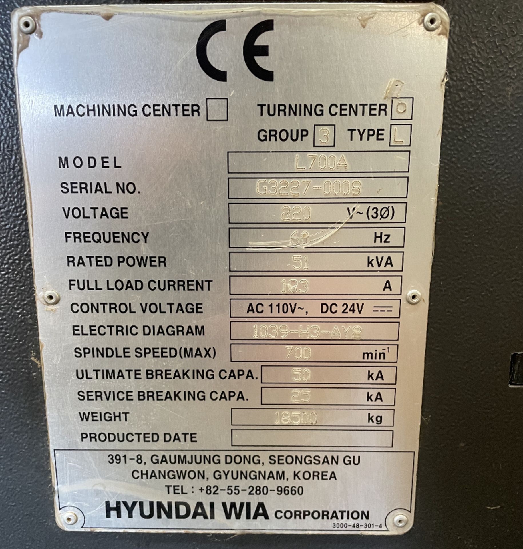 2014 Hyundai Wia L800A CNC Lathe, Max Turn Dia: 36.2", Max Turn length: 65", Spindle Bore: 12" - Image 5 of 5