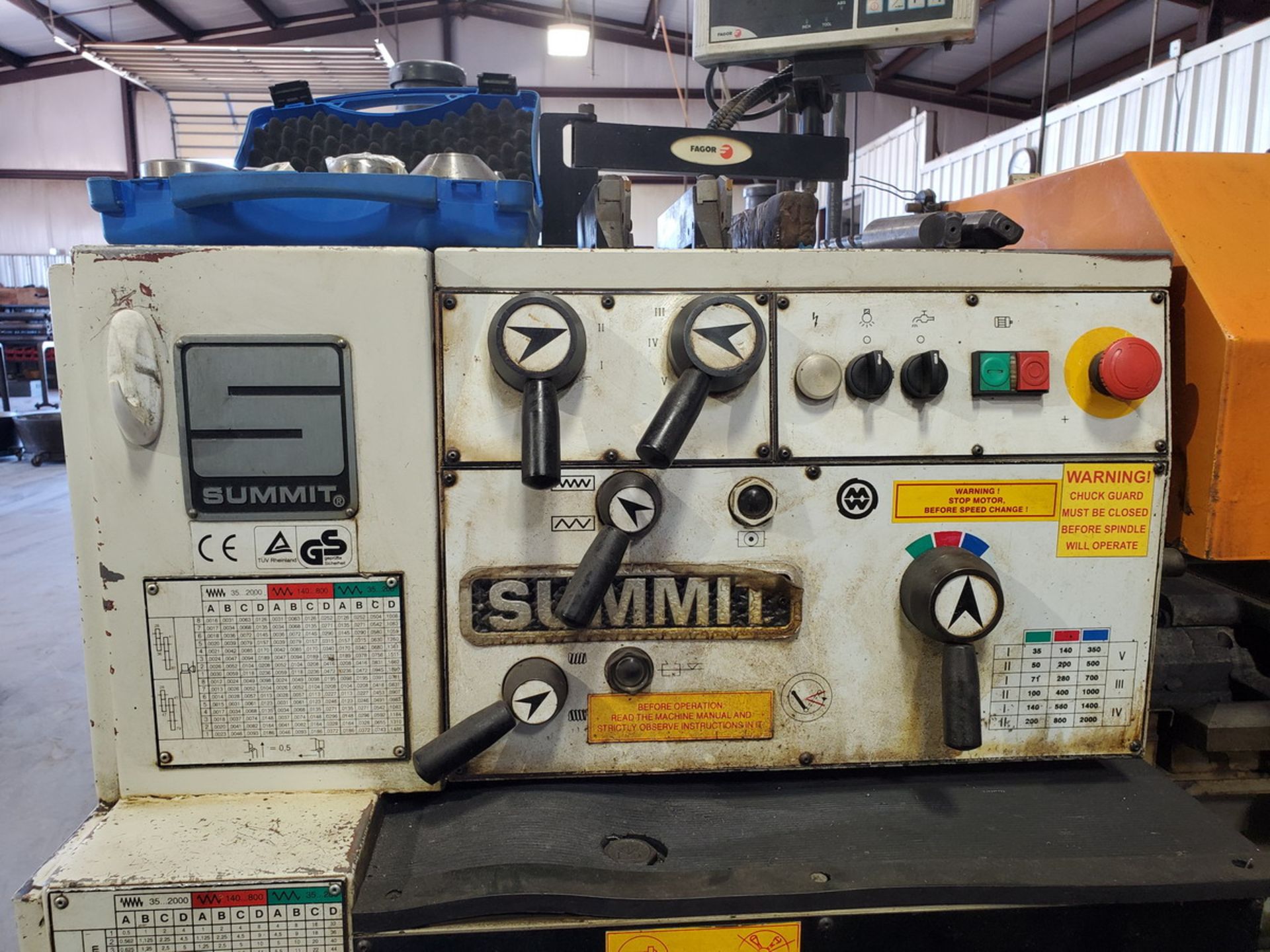 2014 Summit 14x60B Lathe 460V, 3PH, 60HZ, W/ 8" 3-Jaw Chuck, W/ Steadyrest, Tailstock, Follow - Image 11 of 19