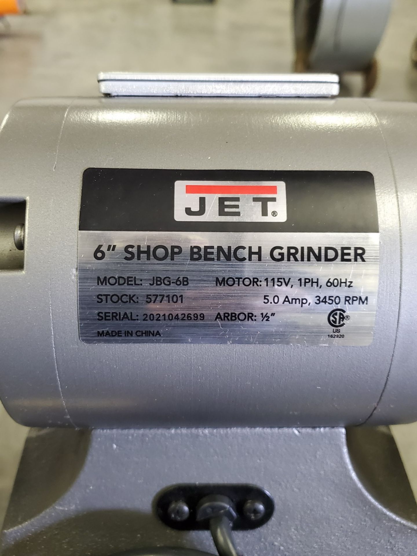 Jet JBG-6B 6" Bench Grinder 115V, 60HZ, 3450RPM - Image 4 of 4