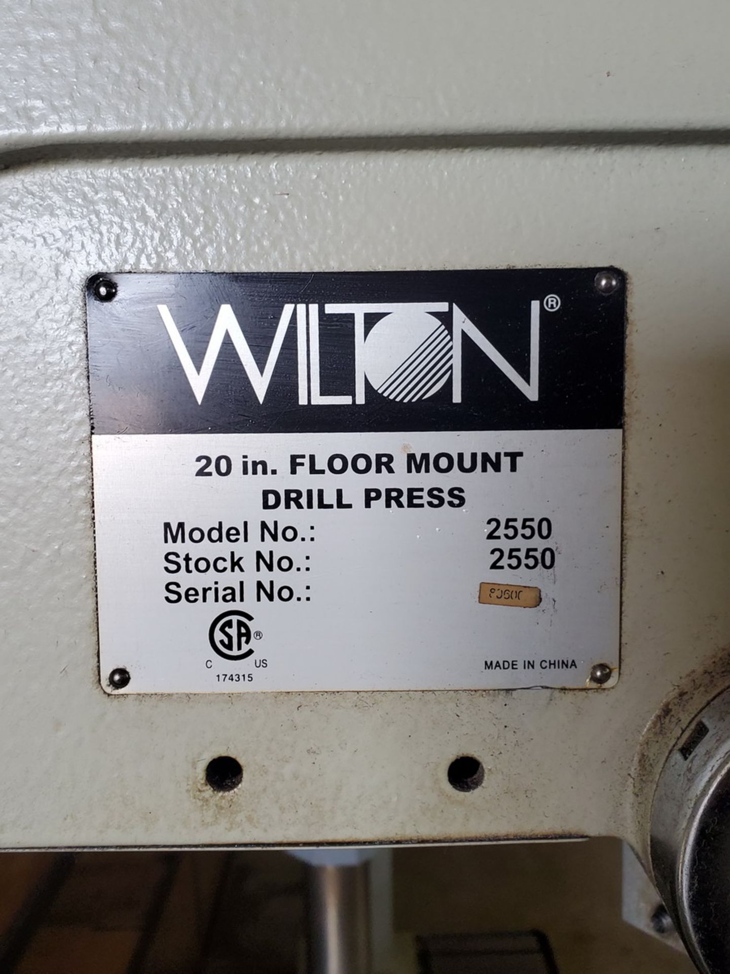 Wilton 2550 20" Drill Press 18"x16" Slotted Table, W/ Twin Head Spindle Chuck; W/ Tooling - Image 8 of 8