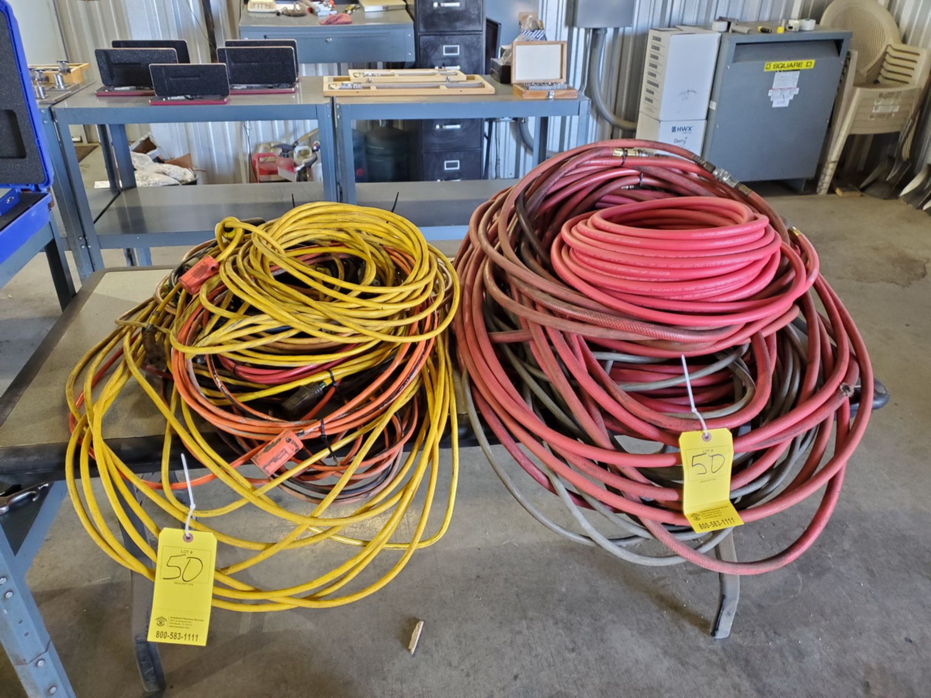 Assorted Material To Include But Not Limited To: Air Hoses, Extension Cords, Belts, etc.