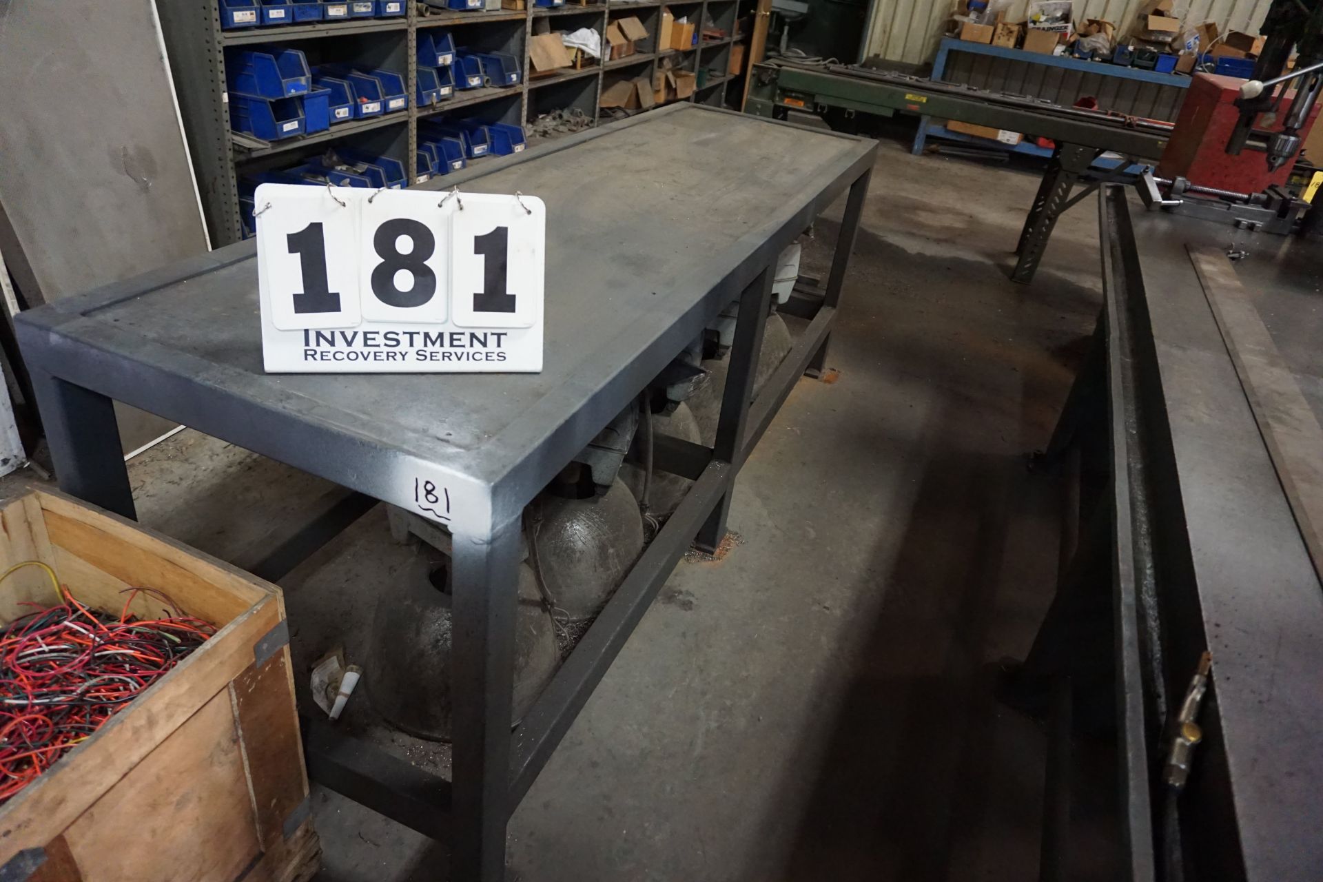 STEEL WORK BENCH W/ WOODEN TOP 24" X 108" X 33"T