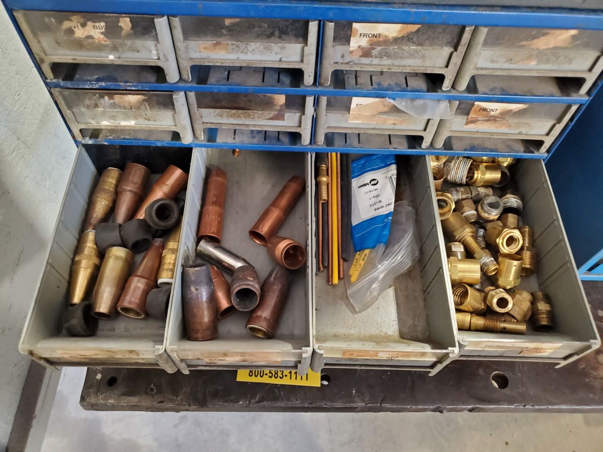 Assorted Mig Gun Consumables W/ (1) Empty Parts Bin - Image 6 of 14