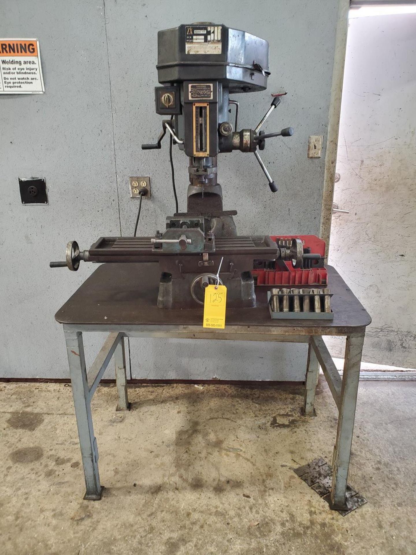 ZX-30 Mill Drill 28-1/2" x 9" Slotted Table; W/ Hold Down Tooling; W/ Stl Table, 48' x 30" x 35"H