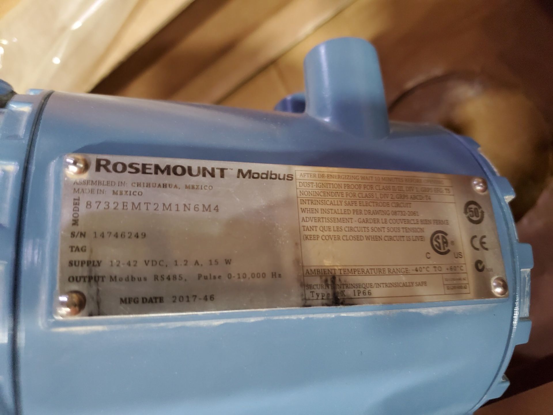 2017 Rosemount 8711 Wafer Magnetic Flow Meter Sensor W/ 18' Micro Motion Transmitter, Mod: - Image 8 of 13