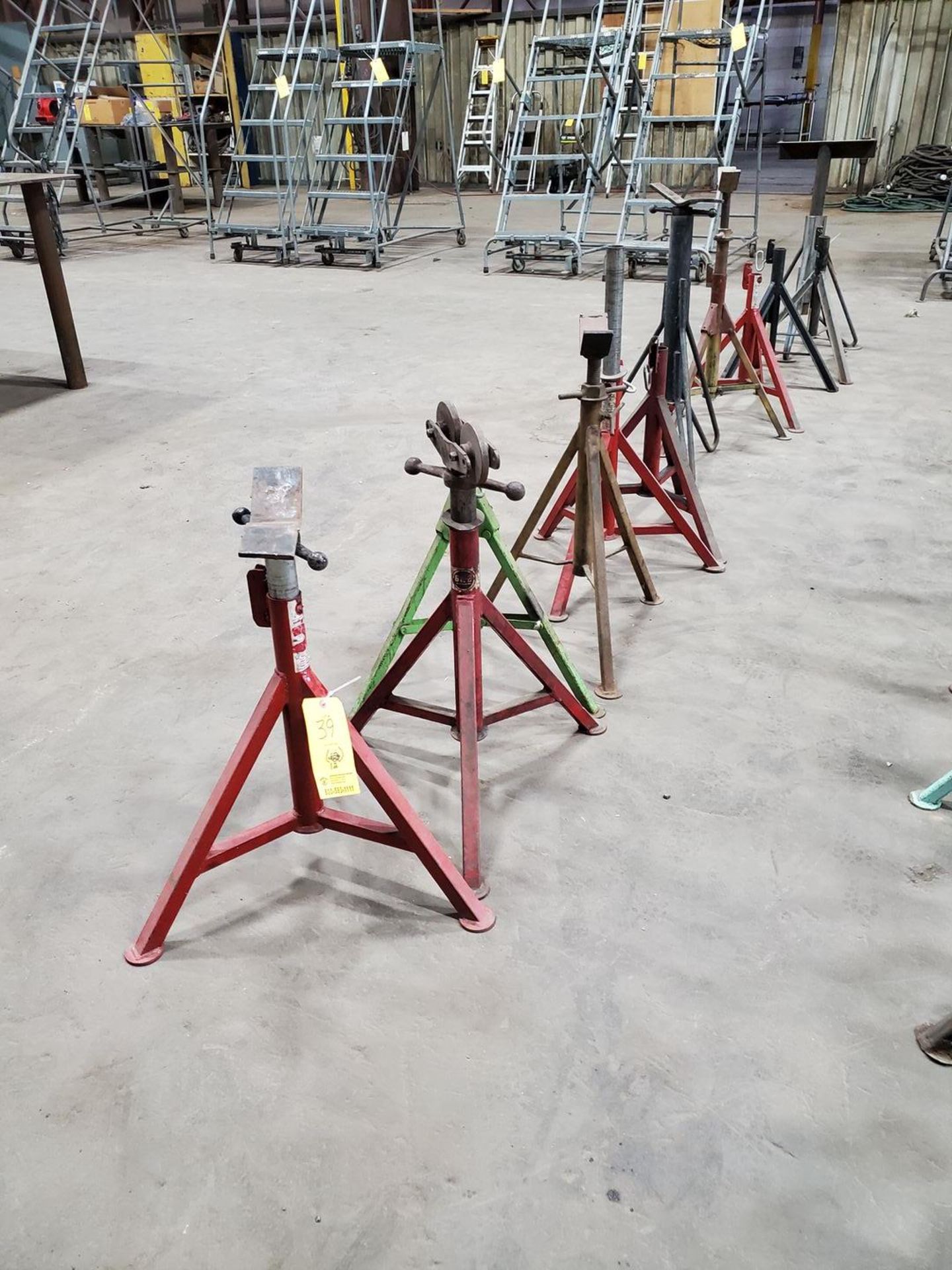 (11) Assorted Pipe Stands W/ (1) Pipe Roller