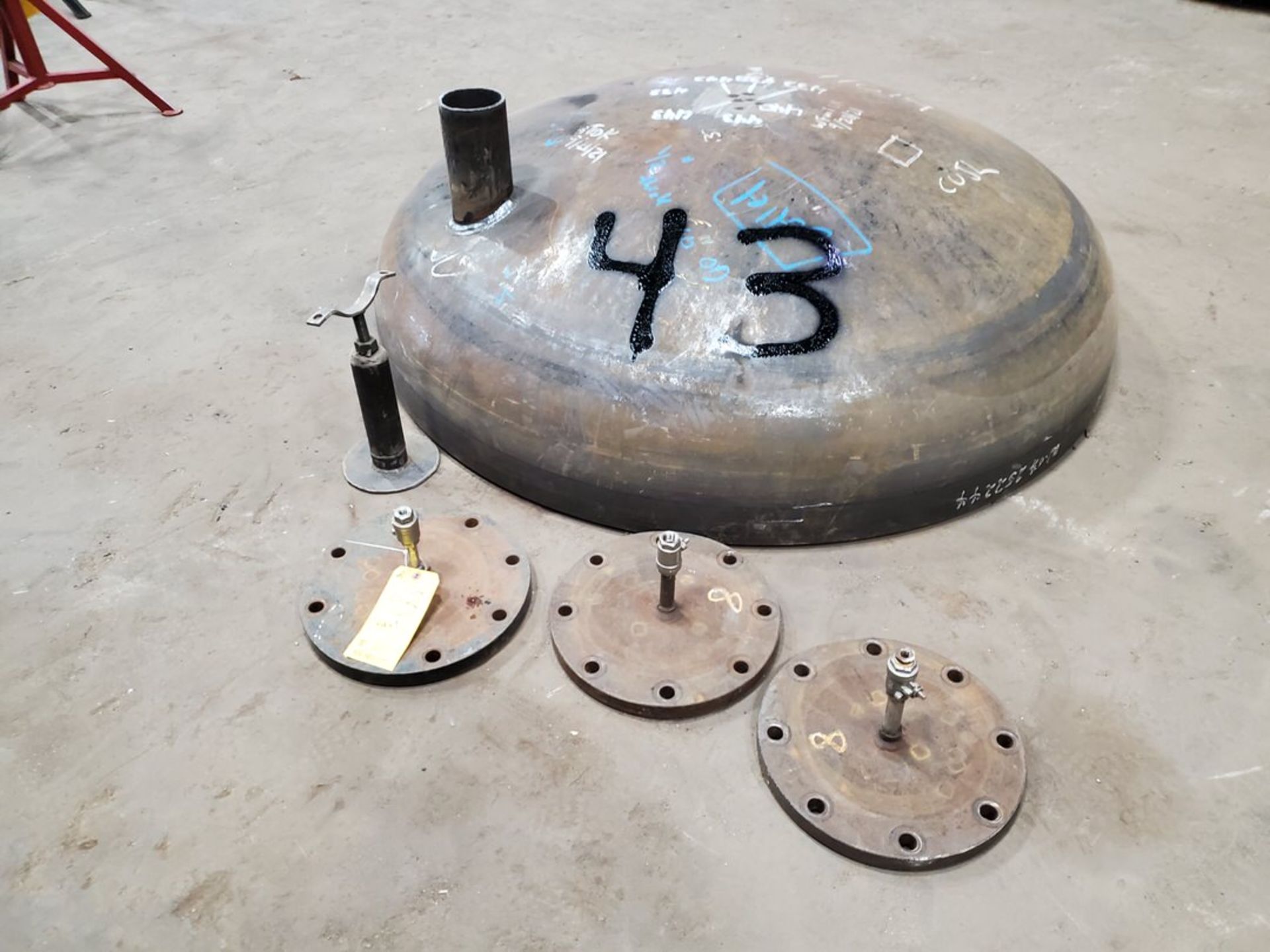 (2) 60" Tank Heads W/ (3) Fabricated Blind Flanges