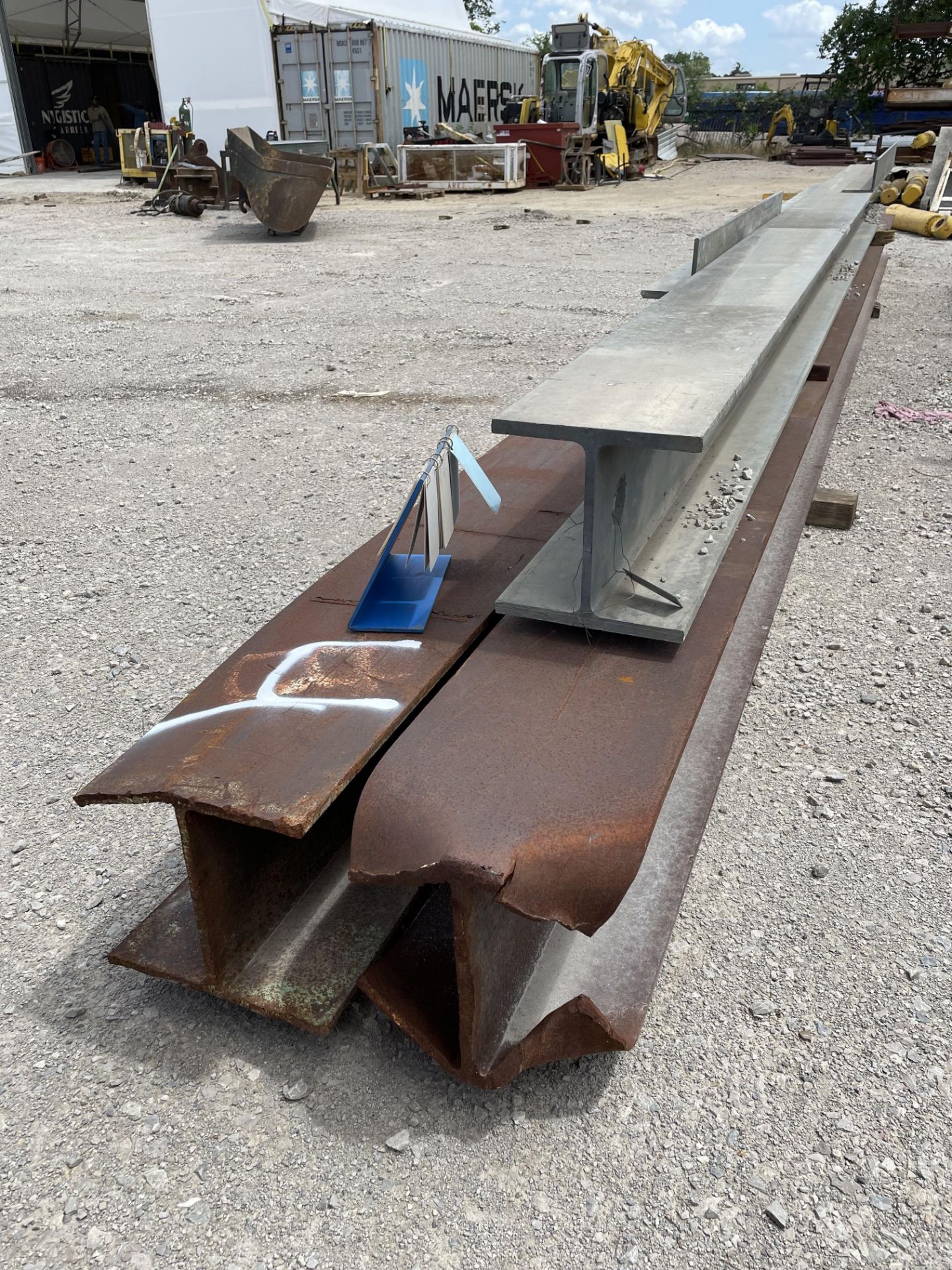 (4) I BEAMS, APPROX: (2) 14" WIDE FLANGE X 30' LONG, (1) GALVANIZED 10" WIDE FLANGE X 16' LONG, (1 - Image 4 of 4