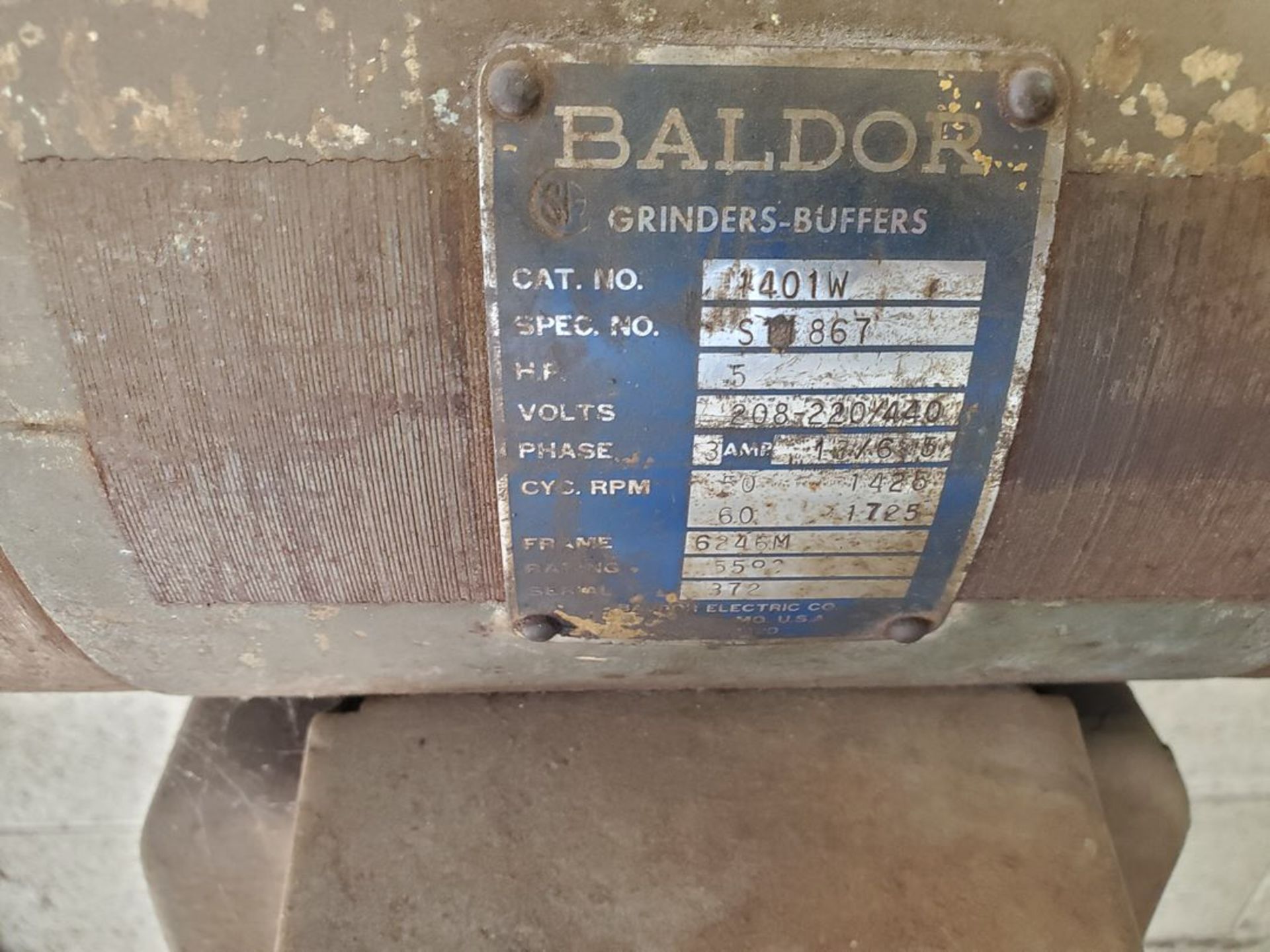 Baldor Pedestal Grinder 5HP, 208-230/460V, 3PH, 13/6.5A, 1725RPM - Image 5 of 5