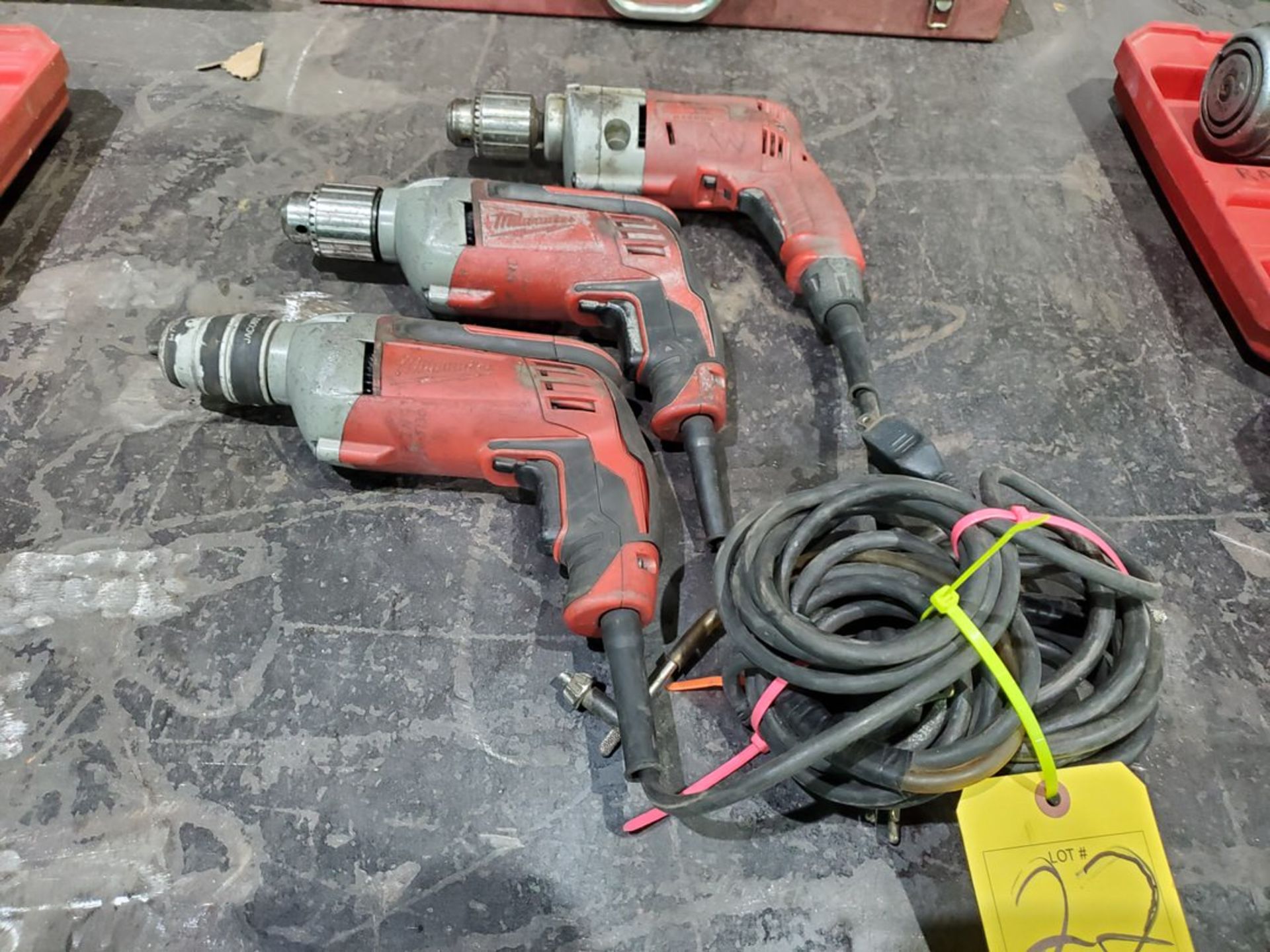 Milwaukee (3) 3/8" Drills 120V, 8A