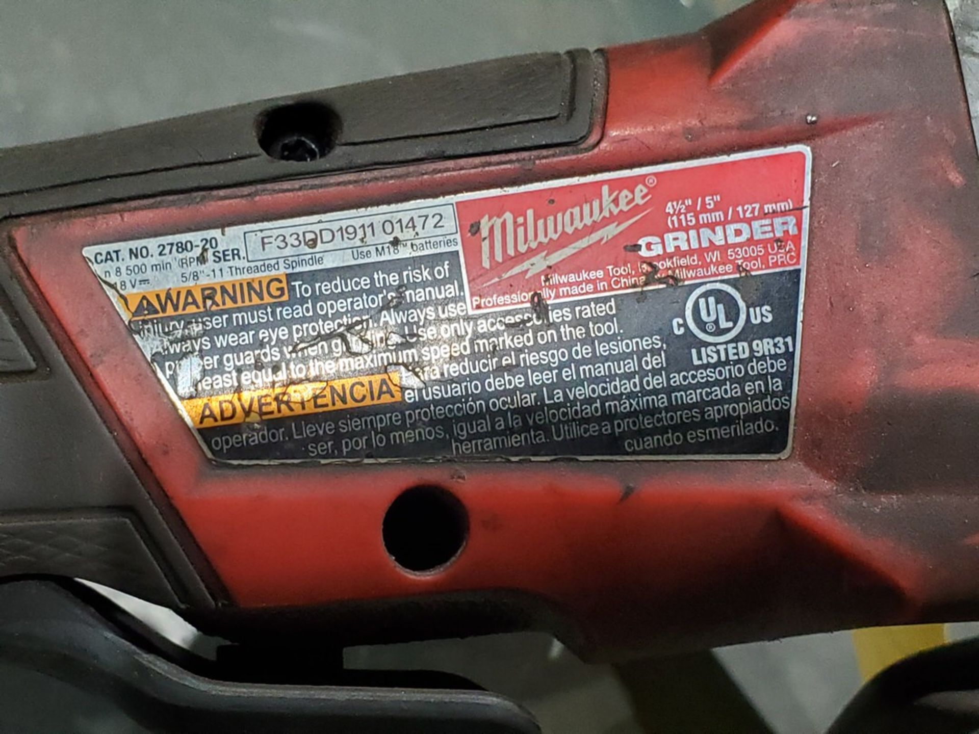 Milwaukee 4-1/2"/5" Grinder, M18; W/ (1) 18V Reciprocating Saw; W/ (3) Red M18 Lithium XC5.0 - Image 7 of 9
