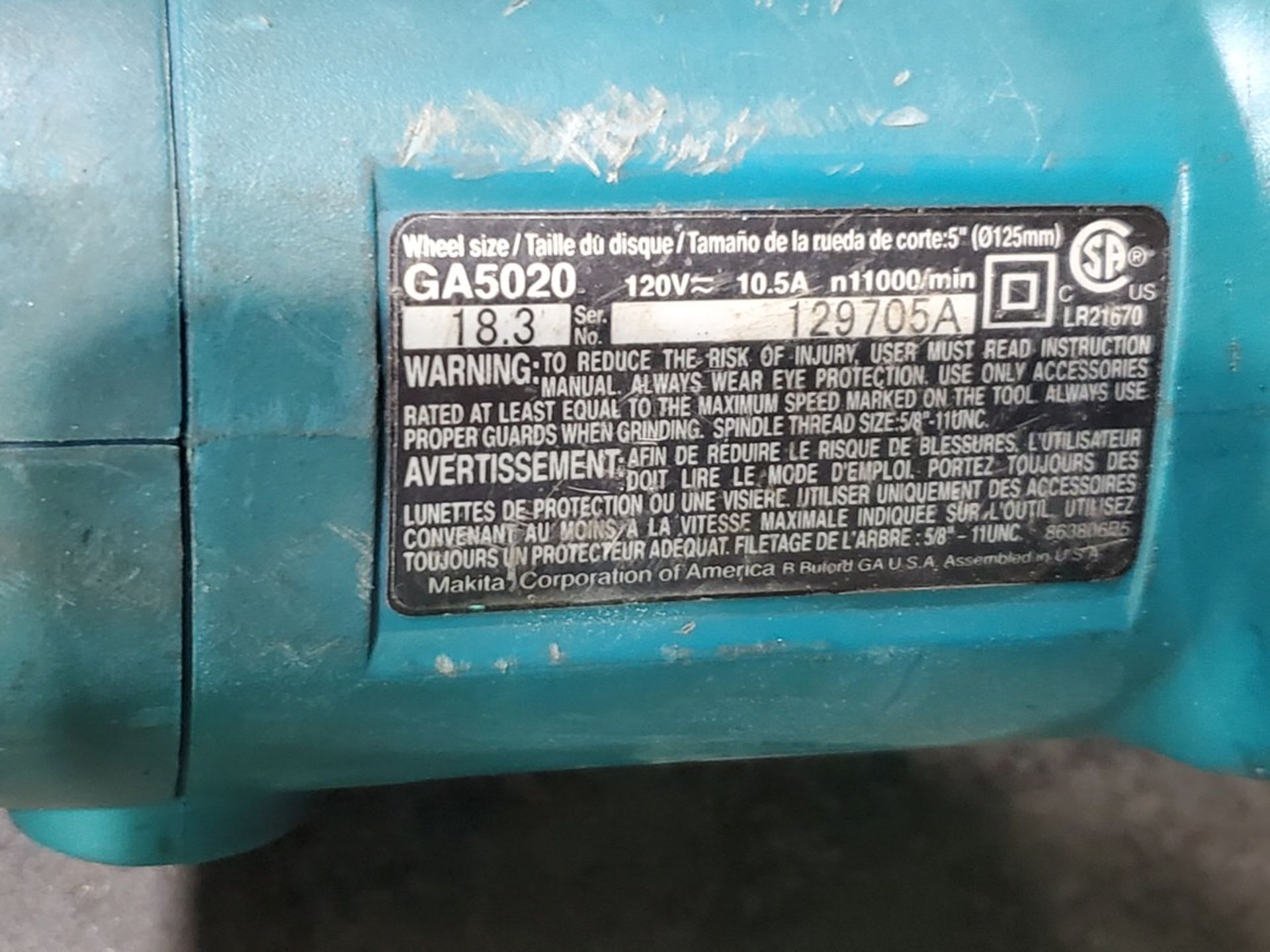 Makita (2) Angle Grinders (1) 4-1/2" & 5", 120V, 60HZ - Image 5 of 5