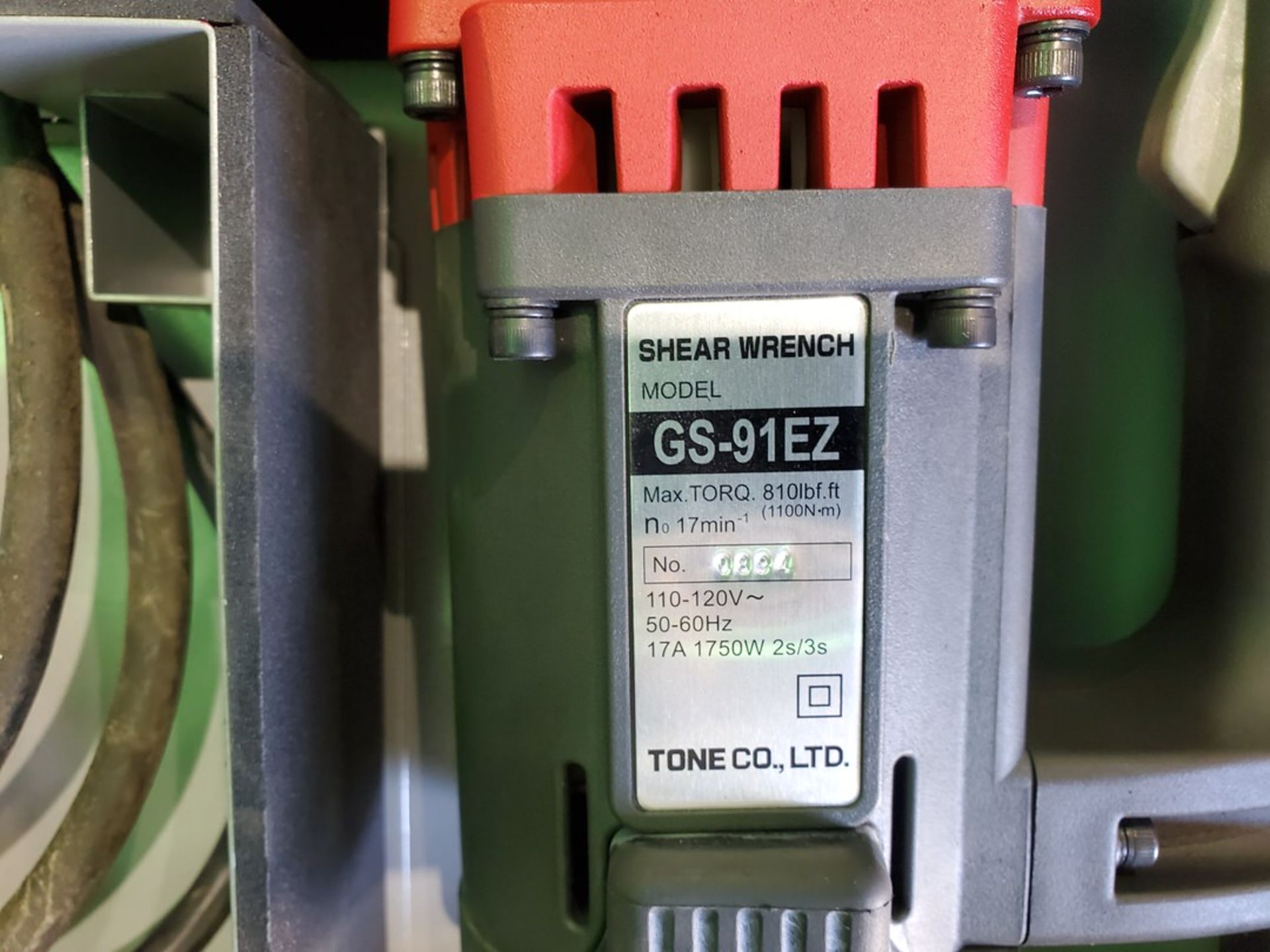 Tone GS91EZ Shear Wrench 110-120V, 50/60HZ, 17A, 1750W, 8101b/ft - Image 7 of 7