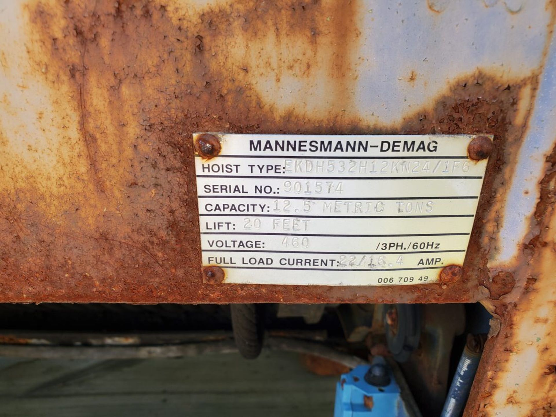 DeMag 12-1/2 Ton Overhead Crane W/ Hoist, 460V; W/ Spacers; W/ New Cables & Parts - Image 4 of 19