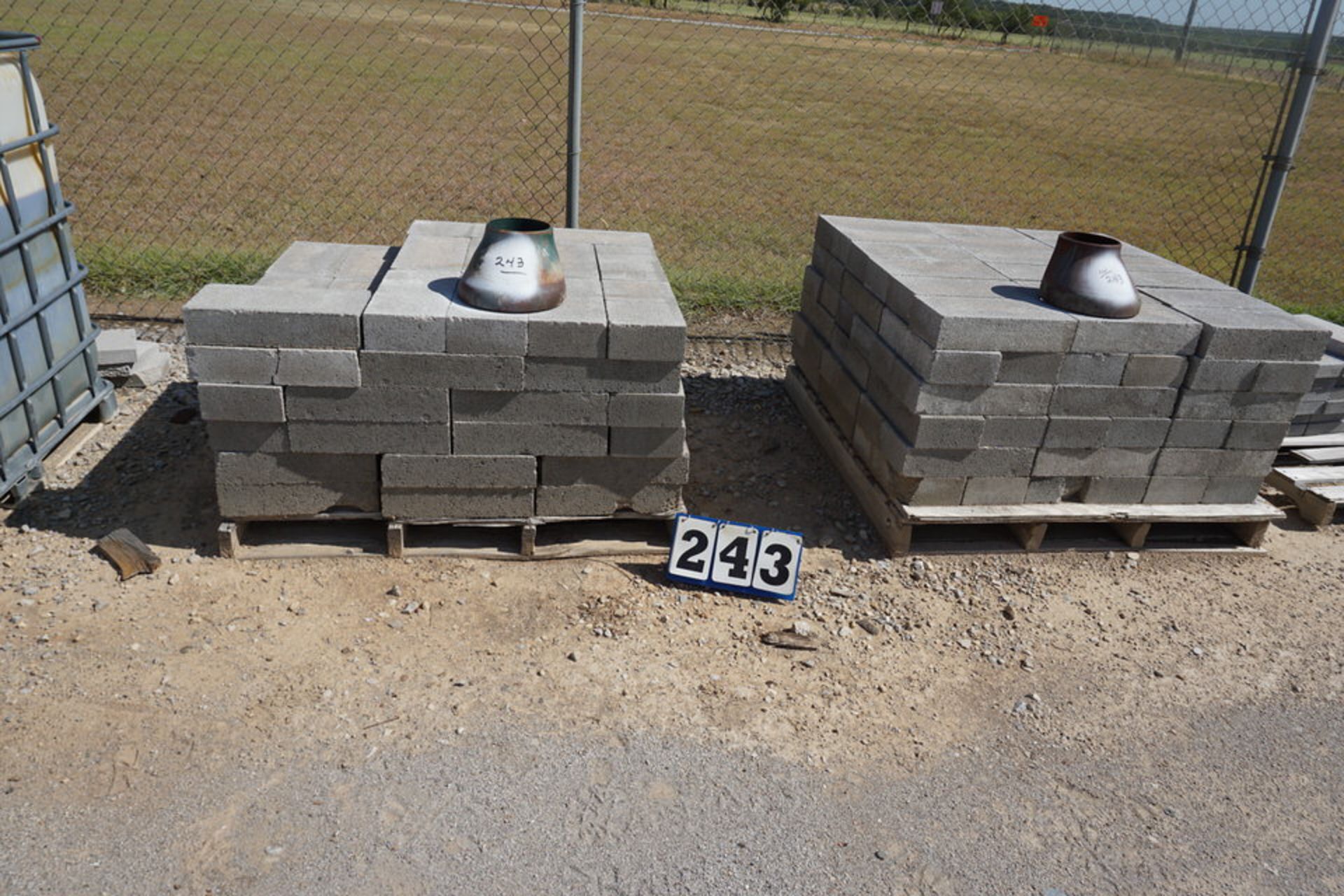 CONCRETE BLOCKS, 8" X 15" X 3" THICK, (160) PCS, 2" X 7" X 15" 34 PCS