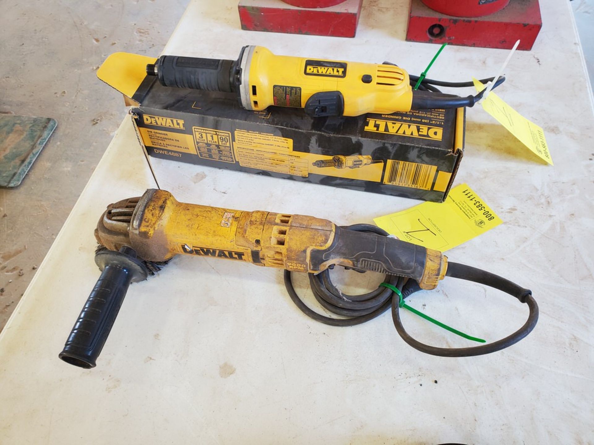 DeWalt (2) Assorted Corded Grinders (1) 4-1/2" Angle Grinder W/ 1-1/2" Die Grinder - Image 2 of 6