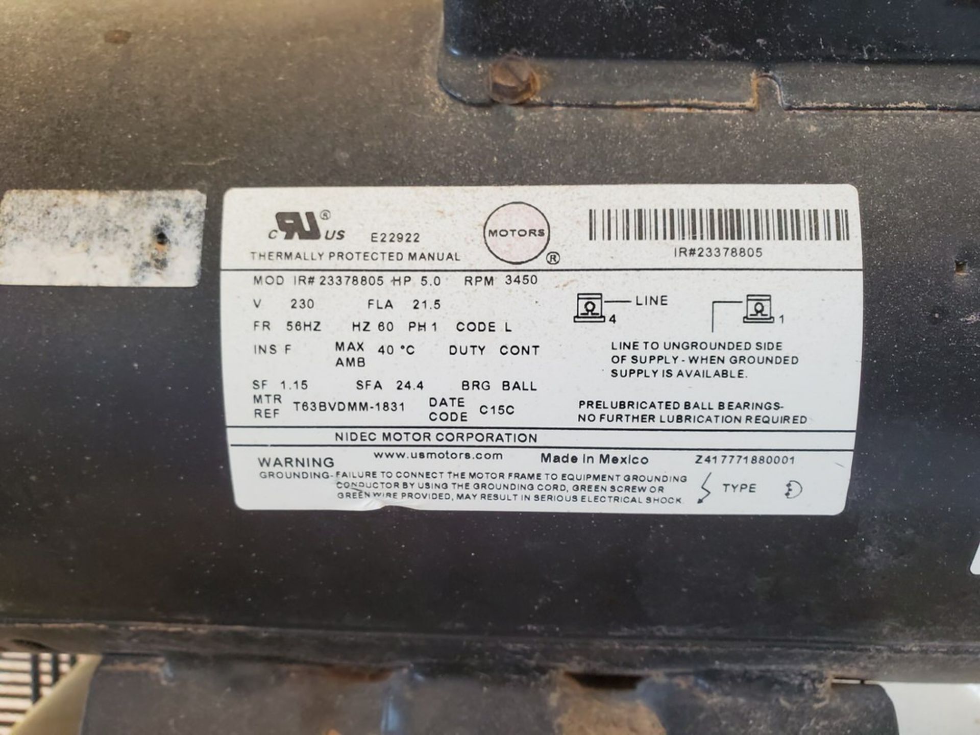 IR TS5 Compressor 5HP 230V - Image 6 of 6