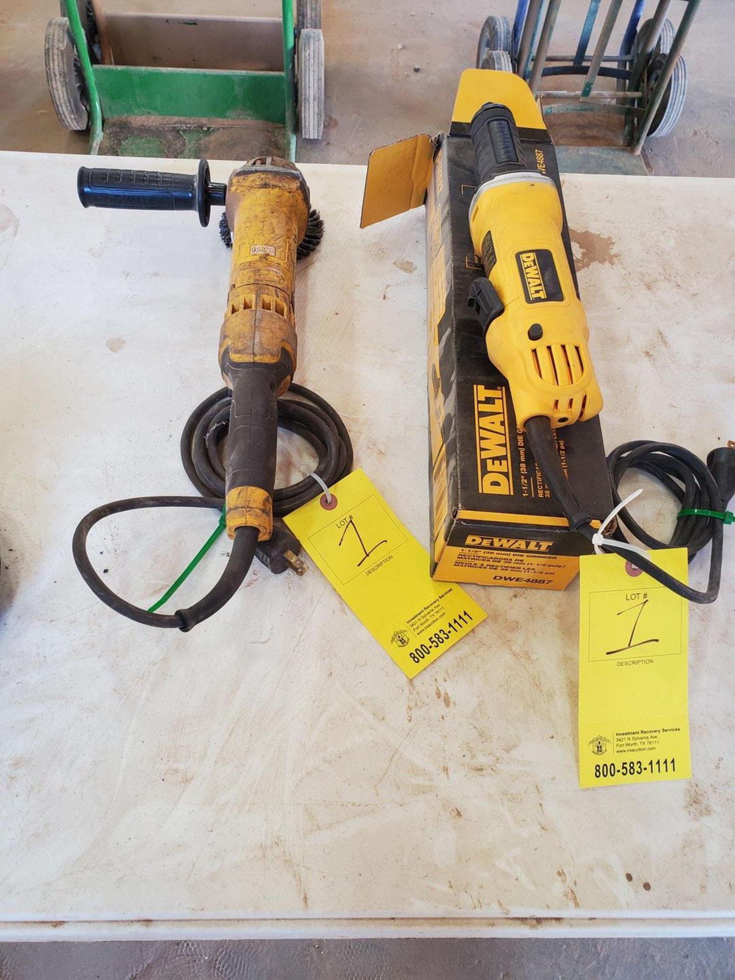 DeWalt (2) Assorted Corded Grinders (1) 4-1/2" Angle Grinder W/ 1-1/2" Die Grinder