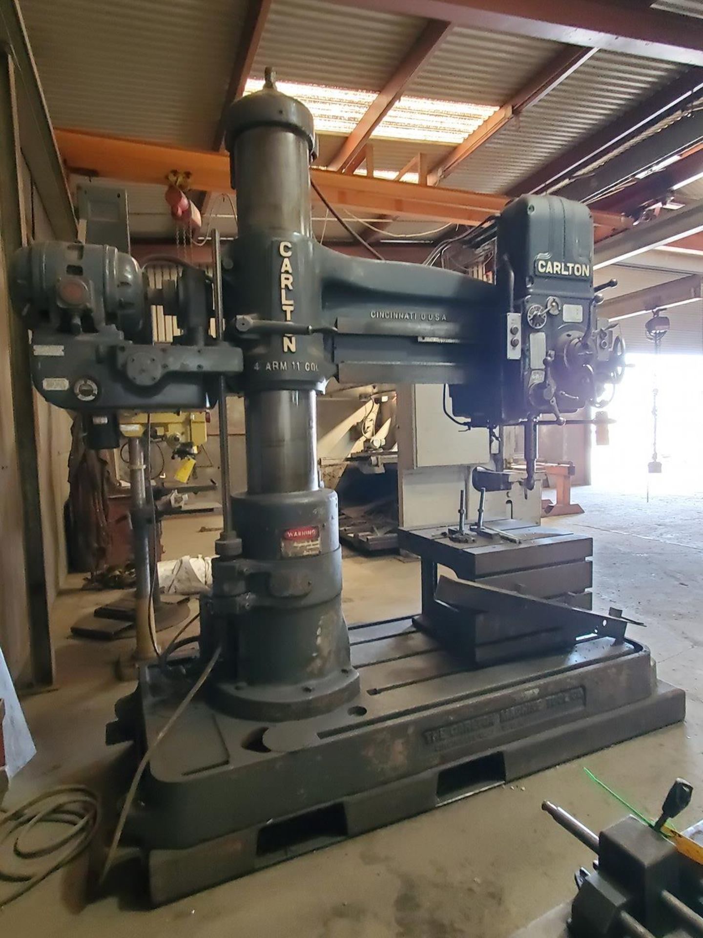 Carlton 4' Arm x 11" Col. Radial Arm Drill Press 1/2HP Motor, 3500RPM, 3PH, 60HZ; 26"Dia. Slotted - Image 2 of 17