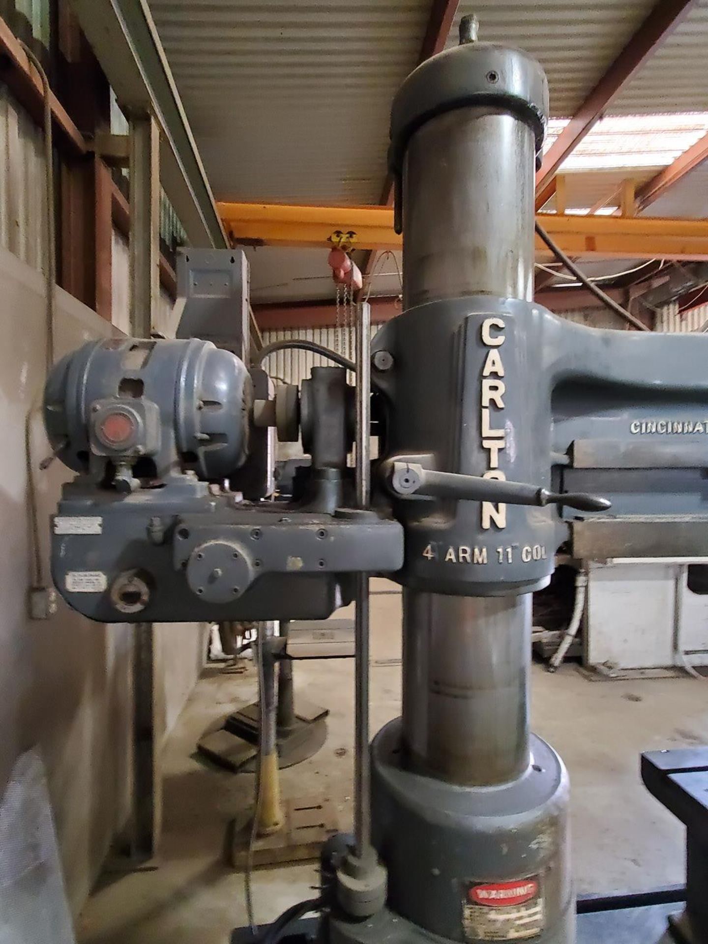 Carlton 4' Arm x 11" Col. Radial Arm Drill Press 1/2HP Motor, 3500RPM, 3PH, 60HZ; 26"Dia. Slotted - Image 9 of 17