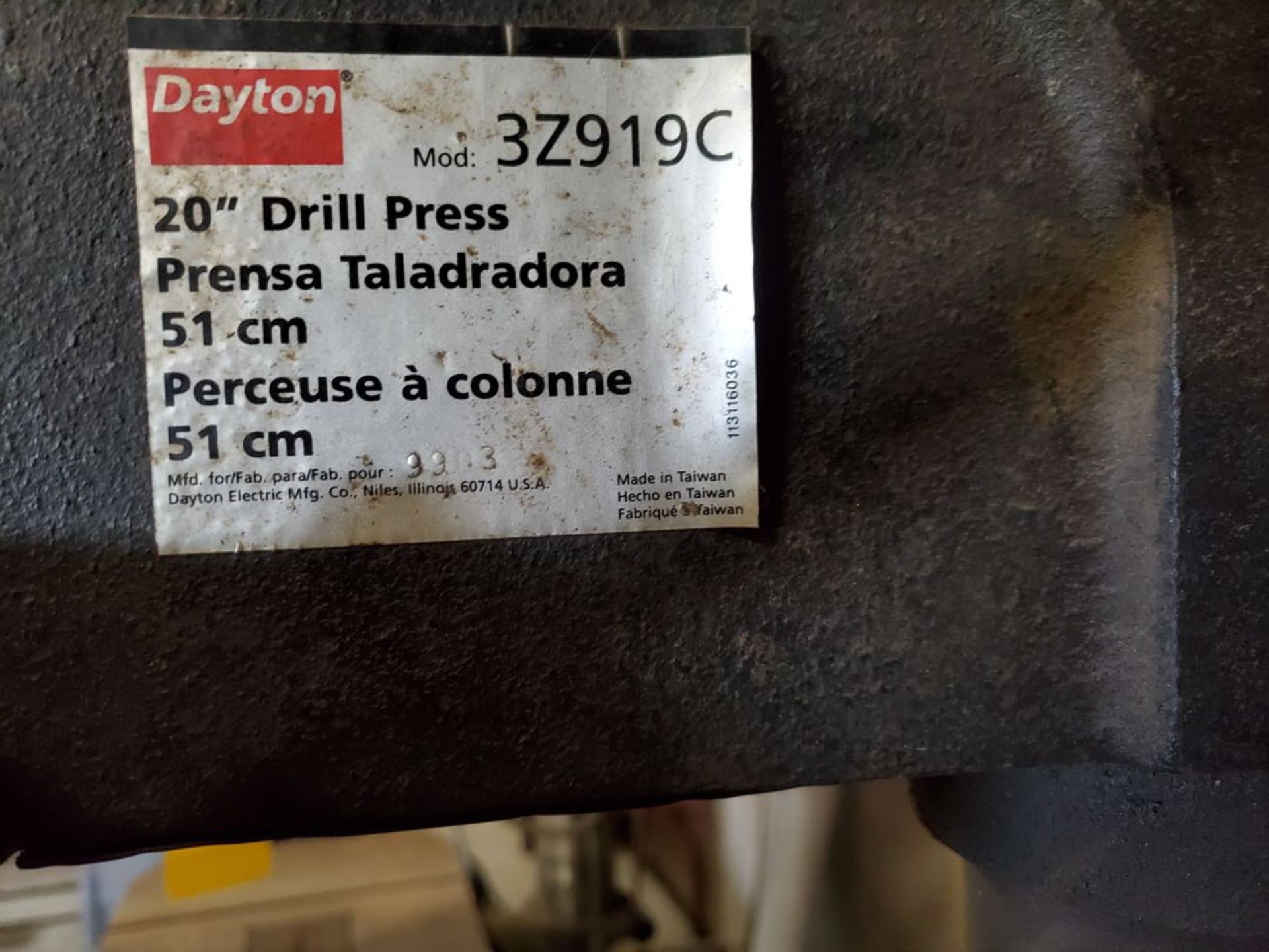 Dayton 3Z919C 20" Drill Press - Image 6 of 7