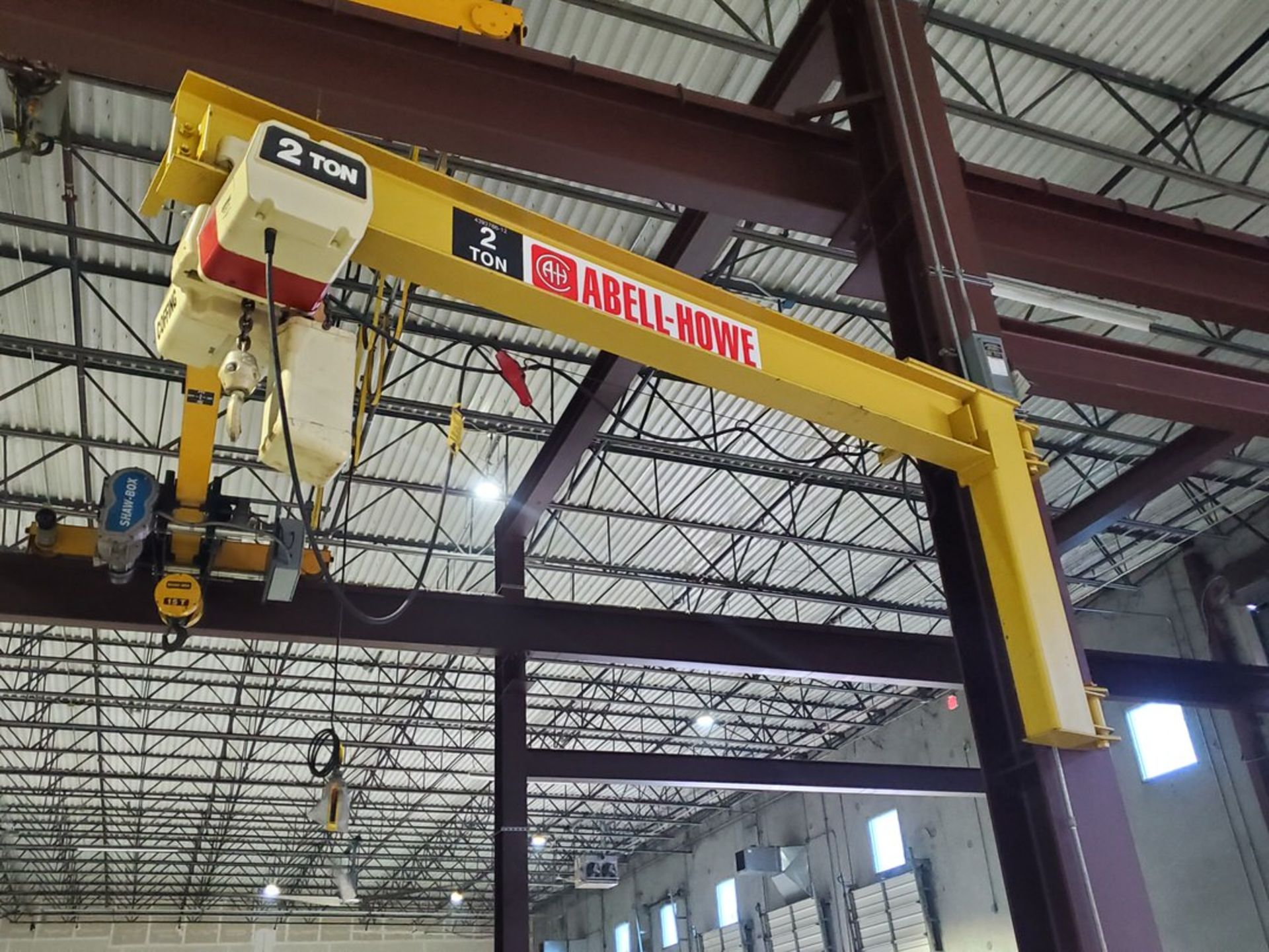 Abbell Howe Wall Mounted 2 Ton Jib Crane 12' Arm, W/ 2-Ton Coffing Hoist & 2-Button Pendant - Image 7 of 10