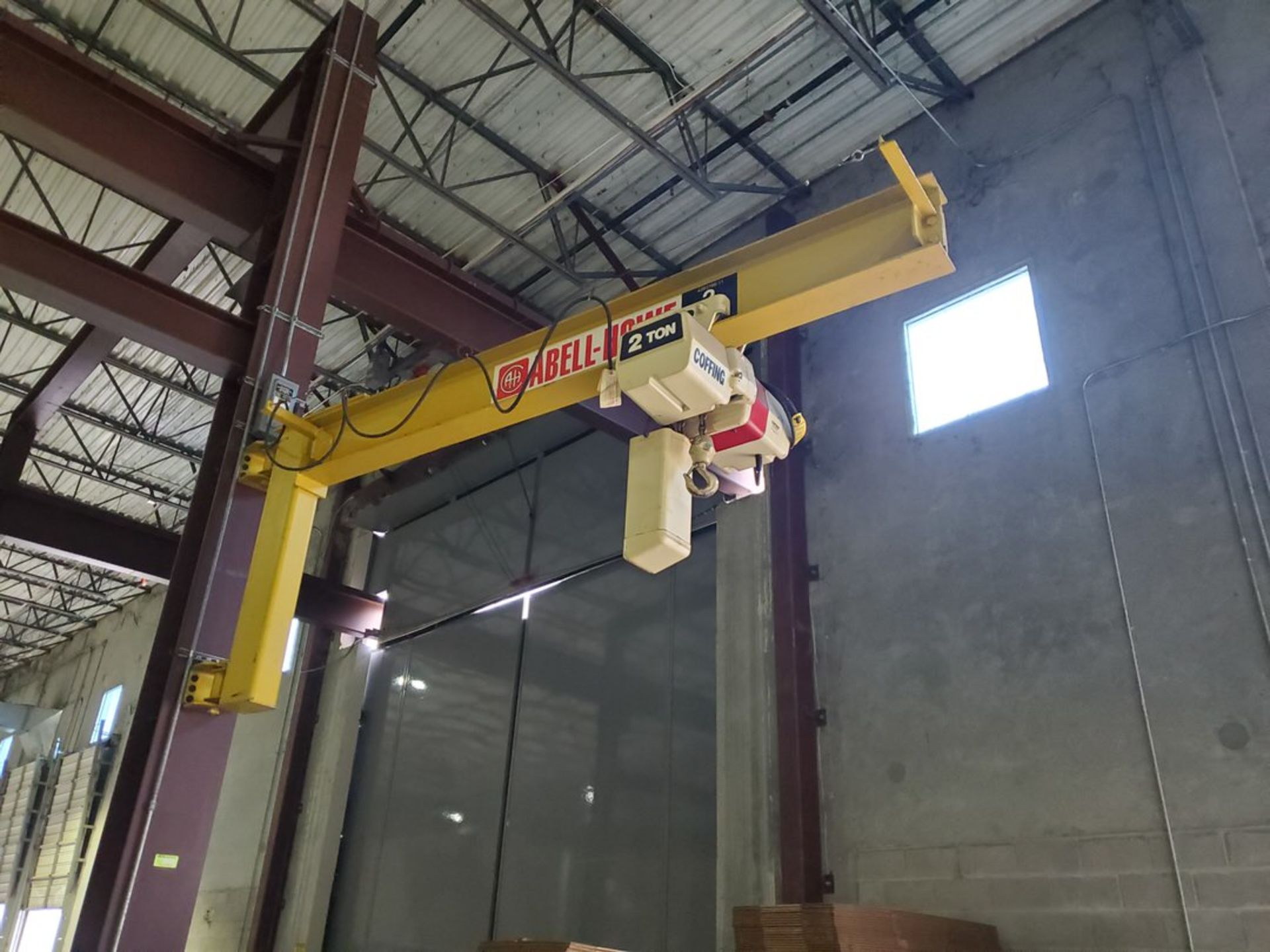 Abbell Howe Wall Mounted 2 Ton Jib Crane w/ 2-Ton Coffing Hoist & 2-Button Pendant - Image 3 of 13