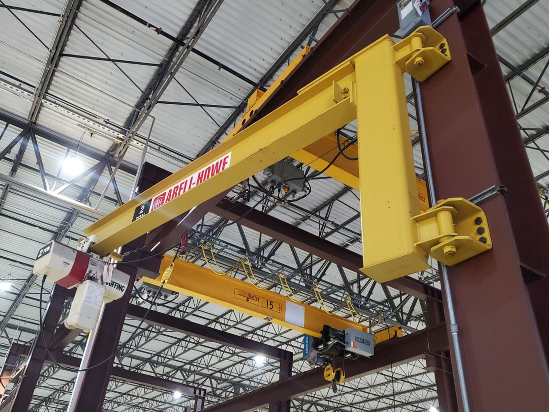 Abbell Howe Wall Mounted 2 Ton Jib Crane 12' Arm, W/ 2-Ton Coffing Hoist & 2-Button Pendant - Image 6 of 10