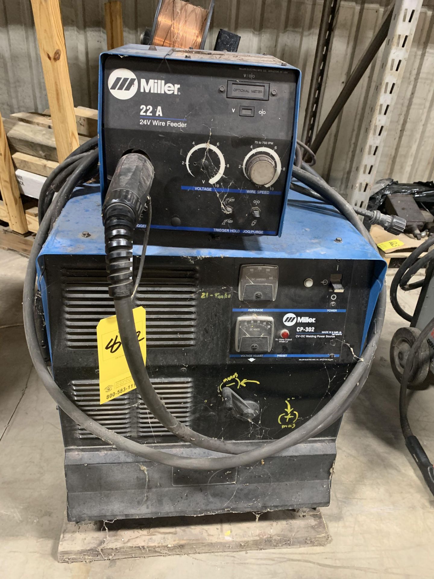 Miller CP-302 Welder w/ Miller 22A 24V Wire Feeder - Image 2 of 2