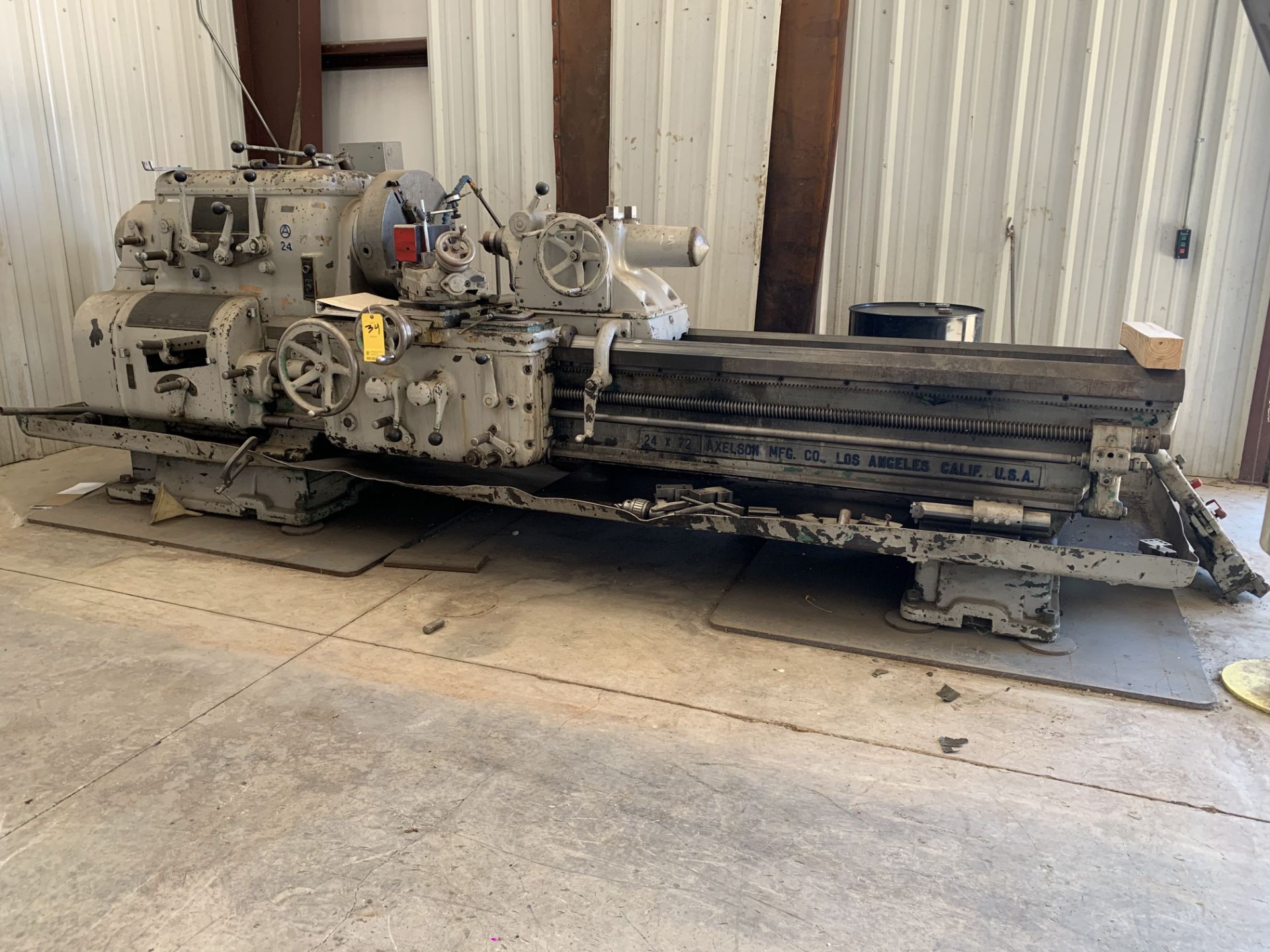 Axelson A24 Lathe, 24” x 72” Capacity (MUST BE REMOVED BY NOVEMBER 16, 2022)
