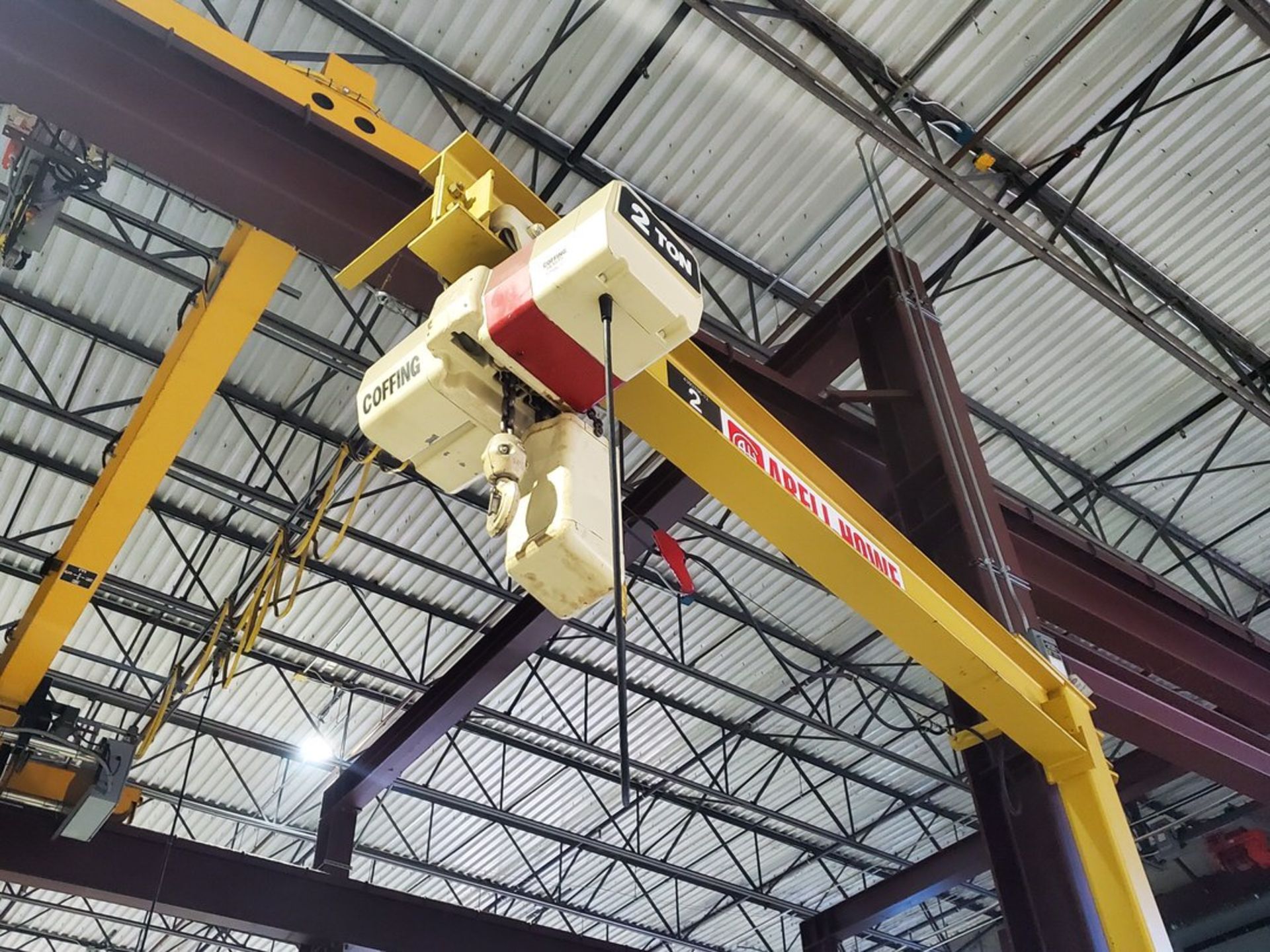 Abbell Howe Wall Mounted 2 Ton Jib Crane 12' Arm, W/ 2-Ton Coffing Hoist & 2-Button Pendant - Image 8 of 10