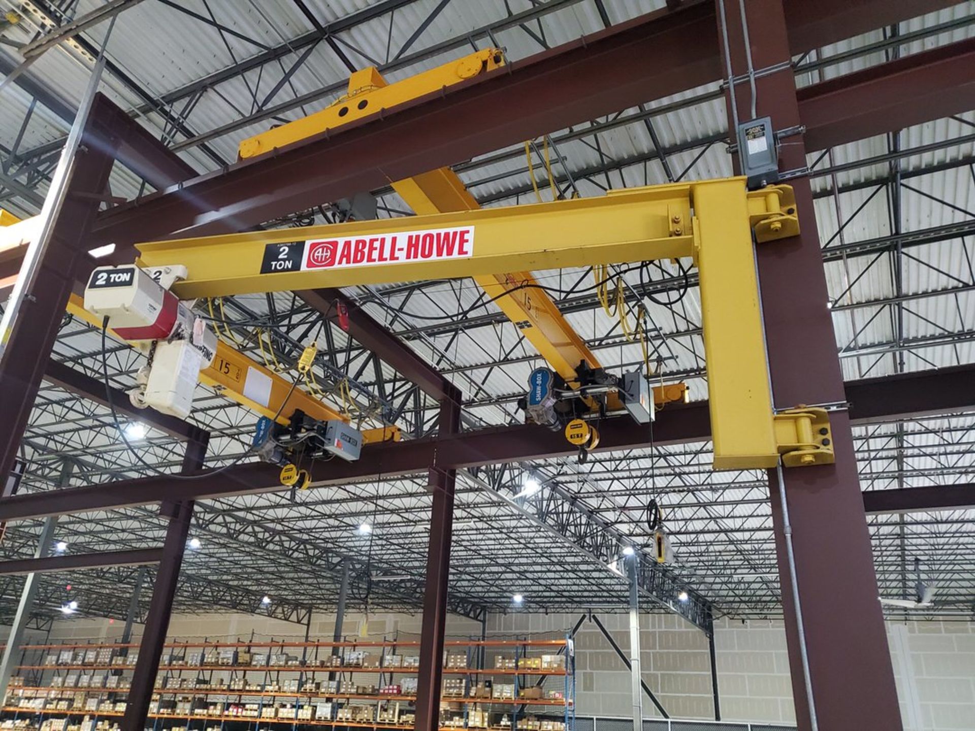 Abbell Howe Wall Mounted 2 Ton Jib Crane 12' Arm, W/ 2-Ton Coffing Hoist & 2-Button Pendant - Image 2 of 10