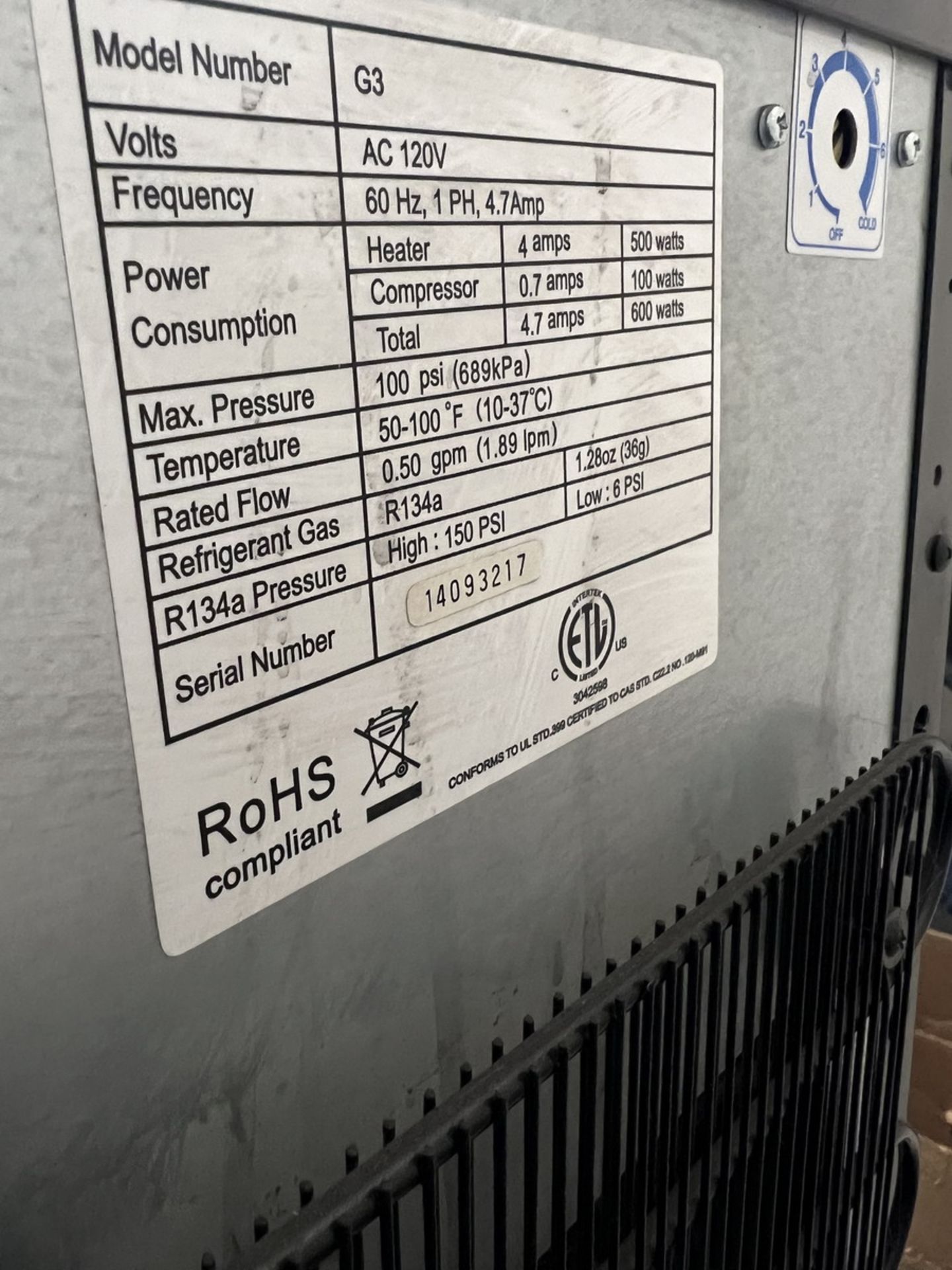 RoHS G3 Water Dispenser 120 V, Max. 100 (PSI) - Image 3 of 3