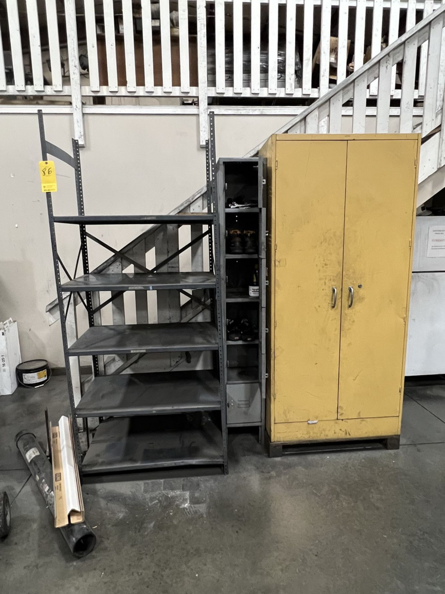 (2) 36'' L x 24'' W x 85'' H Storage Rack With assorted contents (1) section of 12'' x 12'' employee