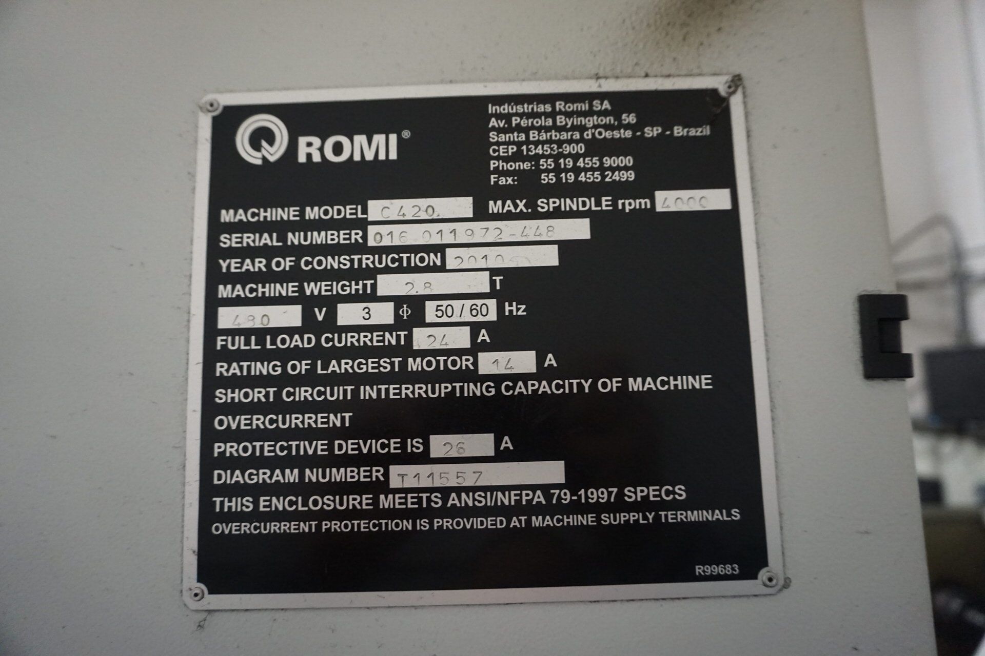 2010 Romi C420 CNC Lathe - Image 10 of 11