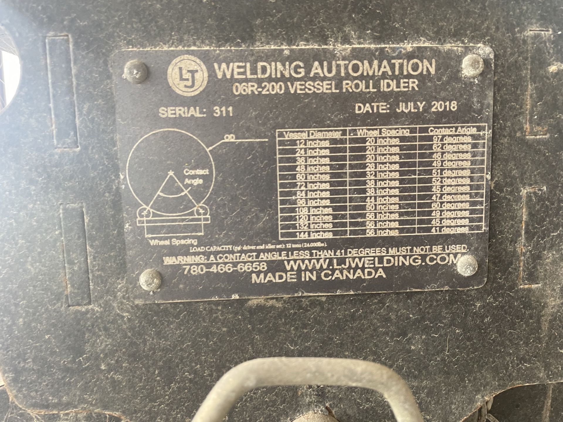 2018 LJ Welding Automation Tank Turning Roll Set, 06R-100A Driver, 06R-200 Idler - Image 3 of 4