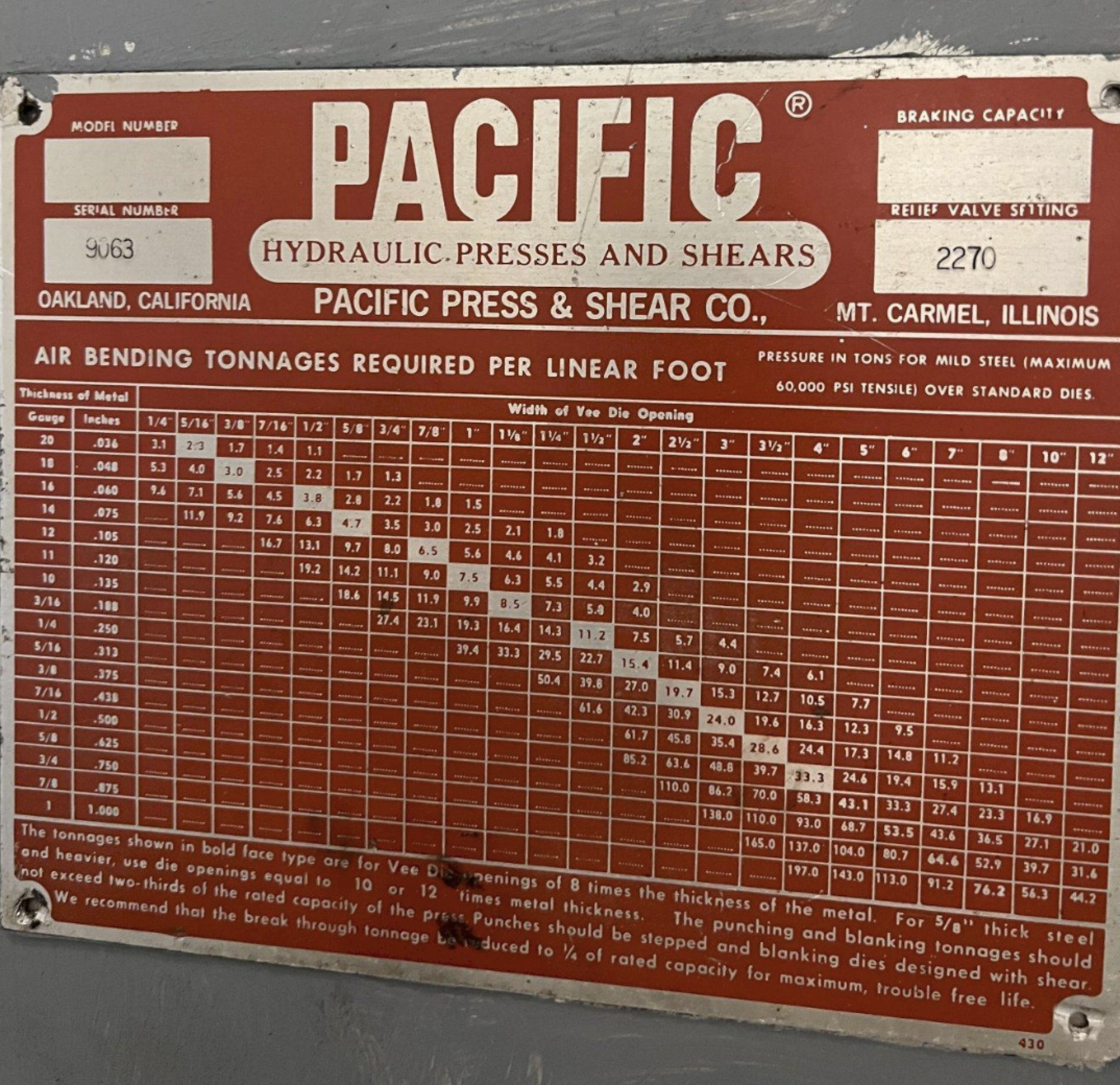 165 TON X 12' PACIFC MODEL #J165-12 HYDRAULIC PRESS BRAKE: STOCK #17900 - Image 5 of 6